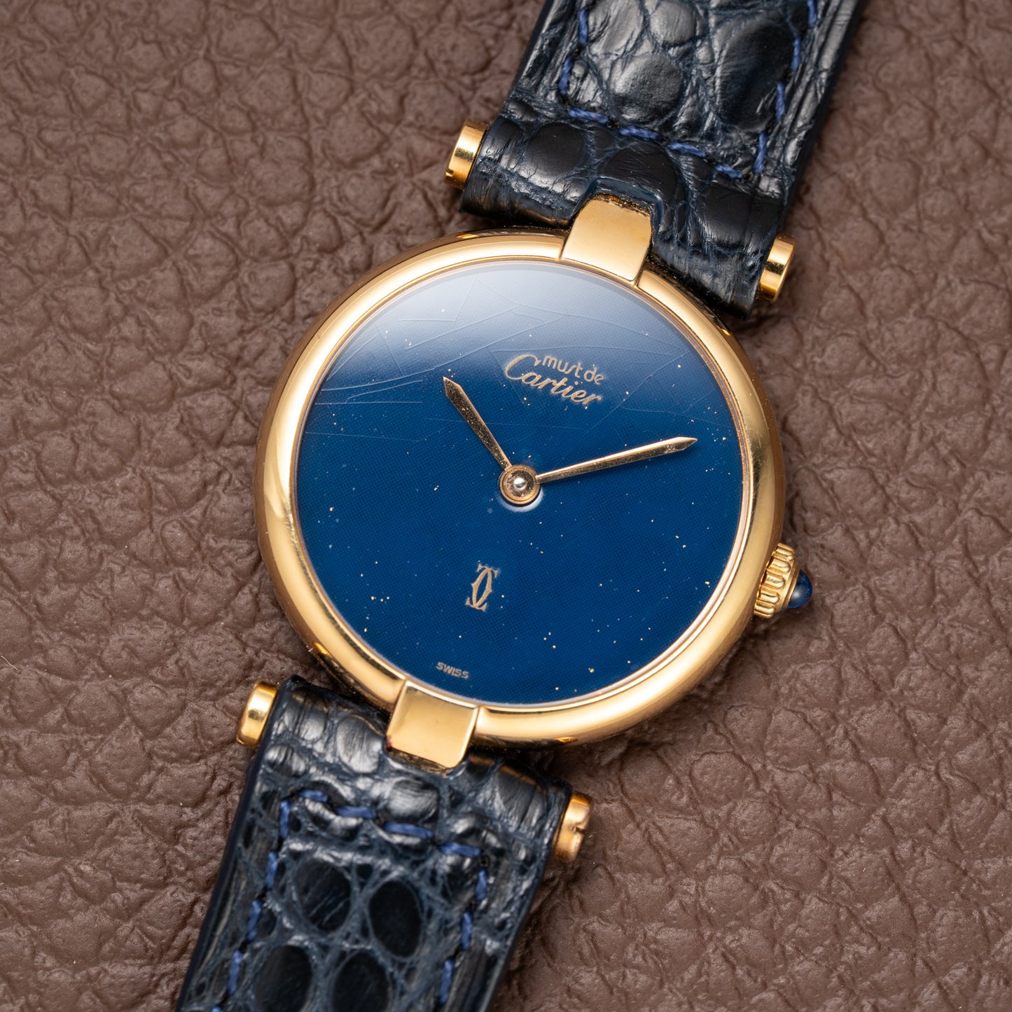 Cartier Must de Vendôme Mantel Lapis Lazuli Vermeil Ref. 590004 from the 1990s