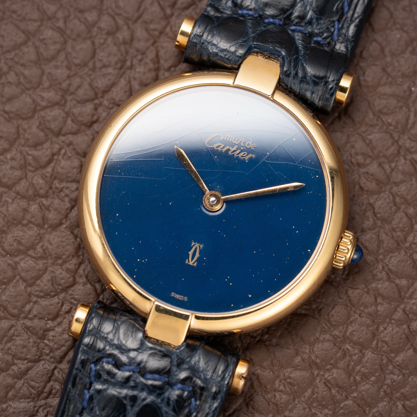 Cartier Must de Vendôme Mantel Lapis Lazuli Vermeil Ref. 590004 from the 1990s