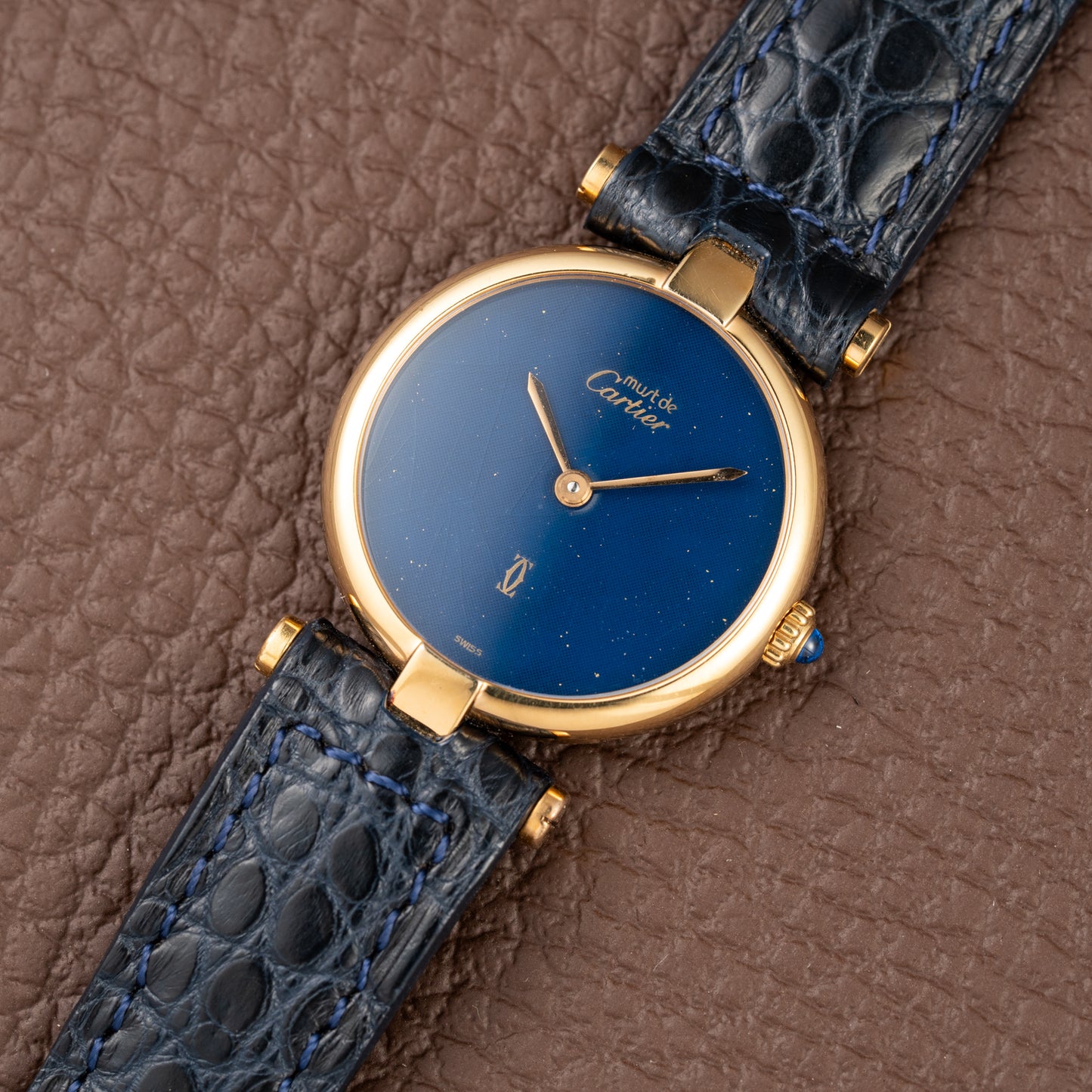 Cartier Must de Vendôme Mantel Lapis Lazuli Vermeil Ref. 590004 from the 1990s