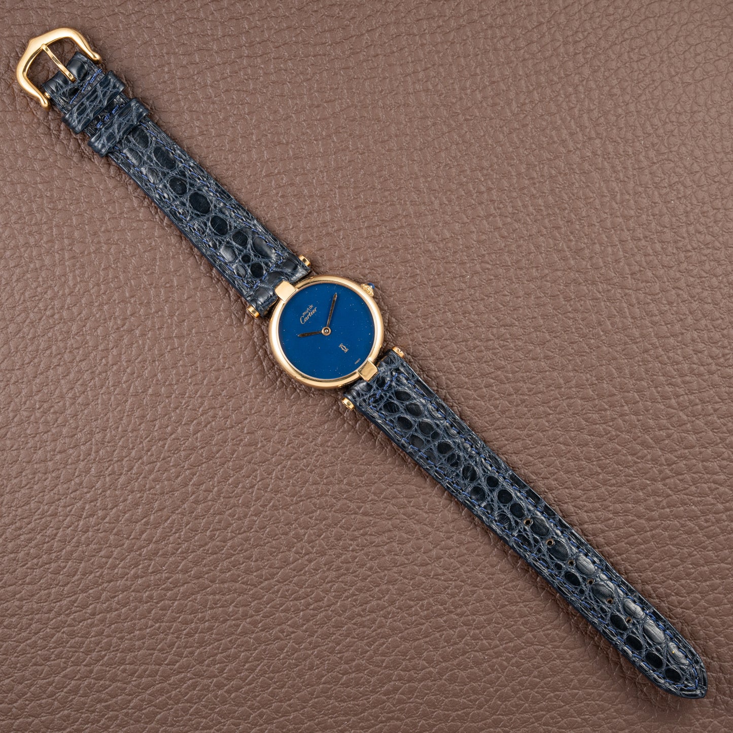 Cartier Must de Vendôme Mantel Lapis Lazuli Vermeil Ref. 590004 from the 1990s