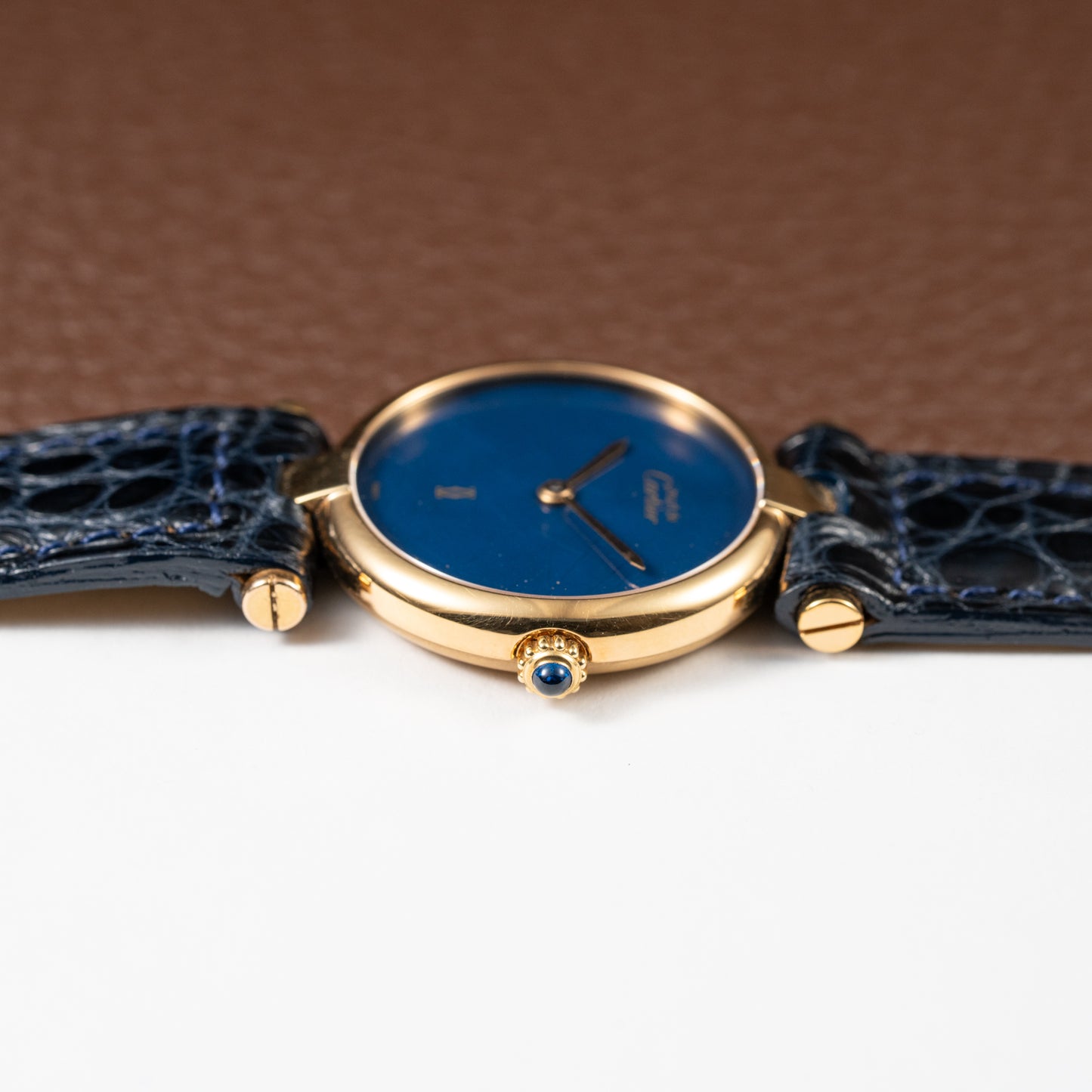 Cartier Must de Vendôme Mantel Lapis Lazuli Vermeil Ref. 590004 from the 1990s