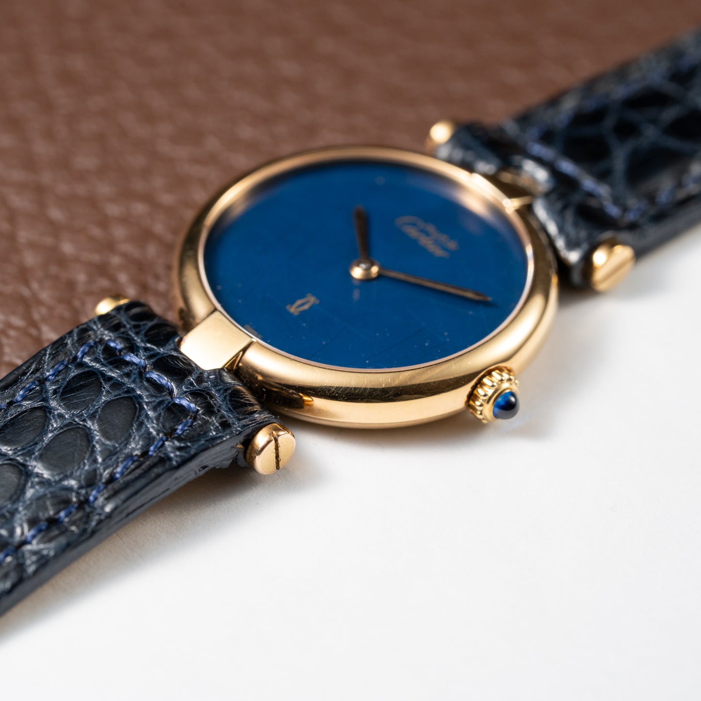 Cartier Must de Vendôme Mantel Lapis Lazuli Vermeil Ref. 590004 from the 1990s