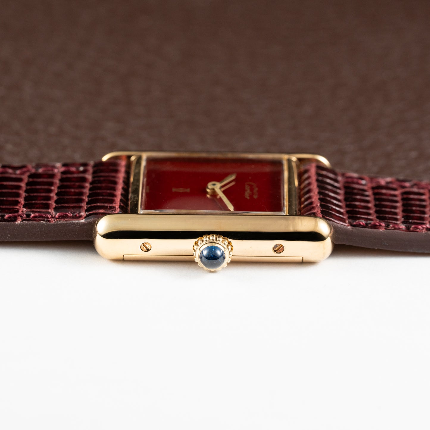 Cartier Must de Tank Vermeil Burgundy Red Dial PM 1980s