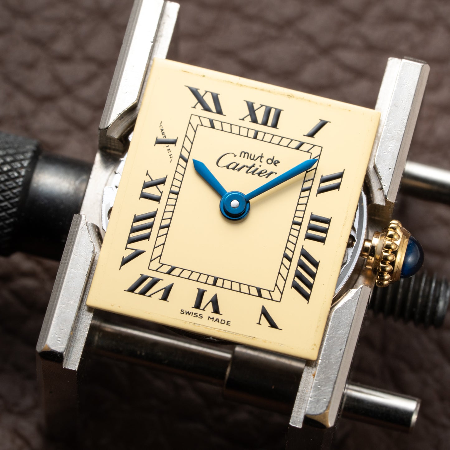 Cartier Tank Must de Roman Lemon Dial Vermeil PM 1980s