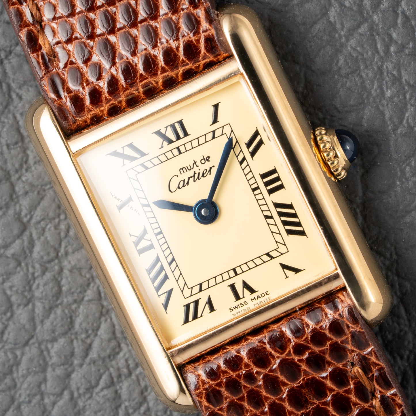 Cartier Tank Must de Roman Lemon Dial Vermeil PM 1980s