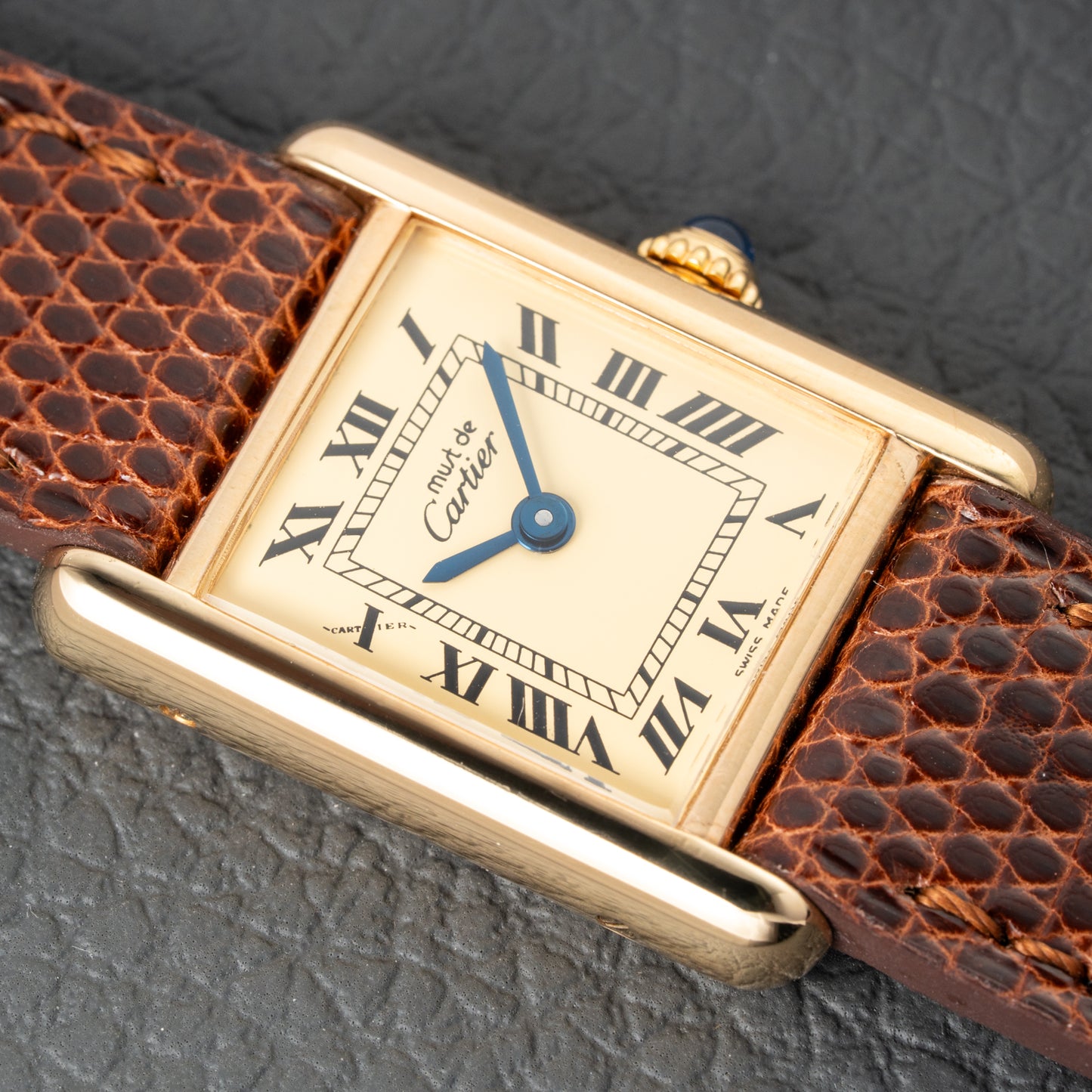 Cartier Tank Must de Roman Lemon Dial Vermeil PM 1980s