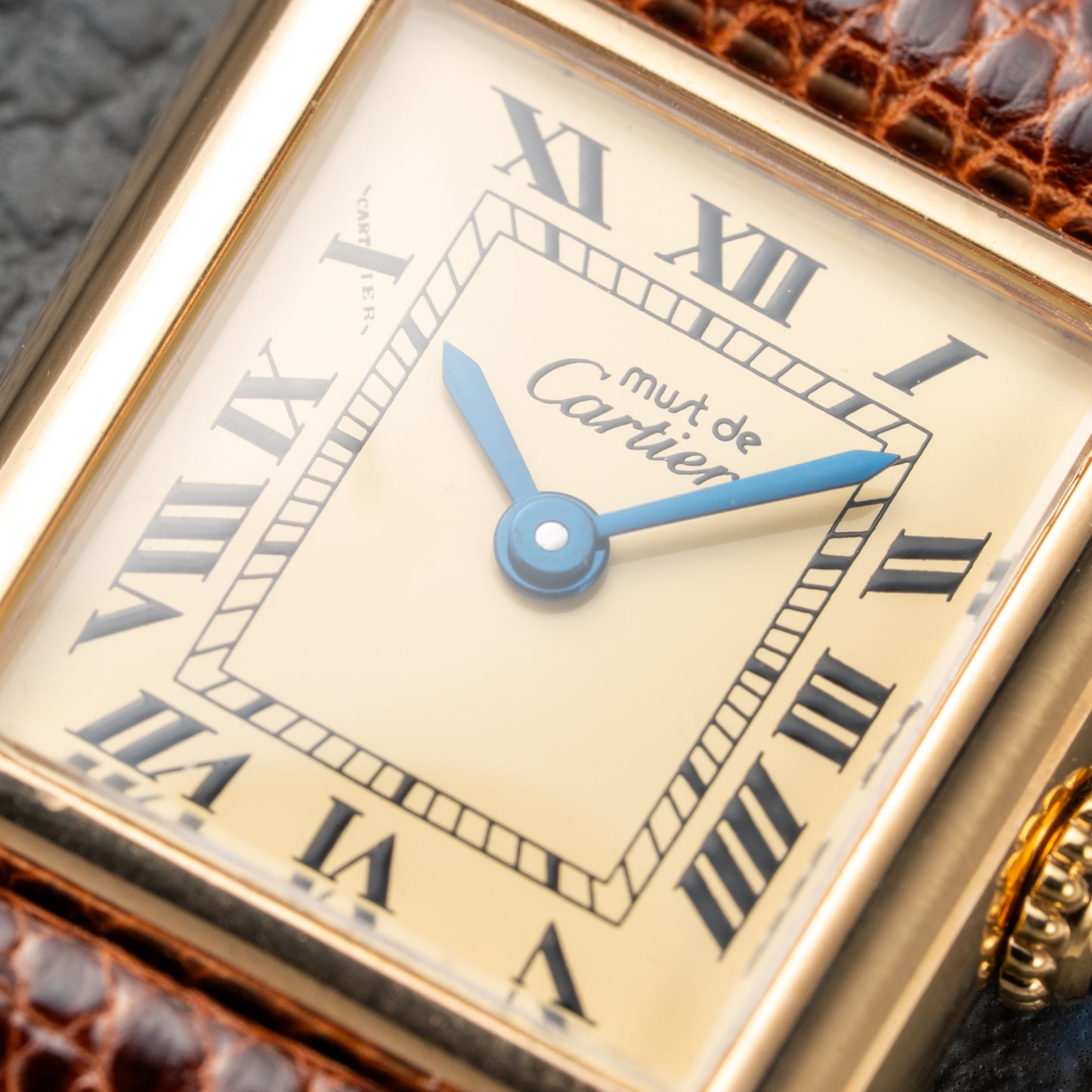 Cartier Tank Must de Roman Lemon Dial Vermeil PM 1980s