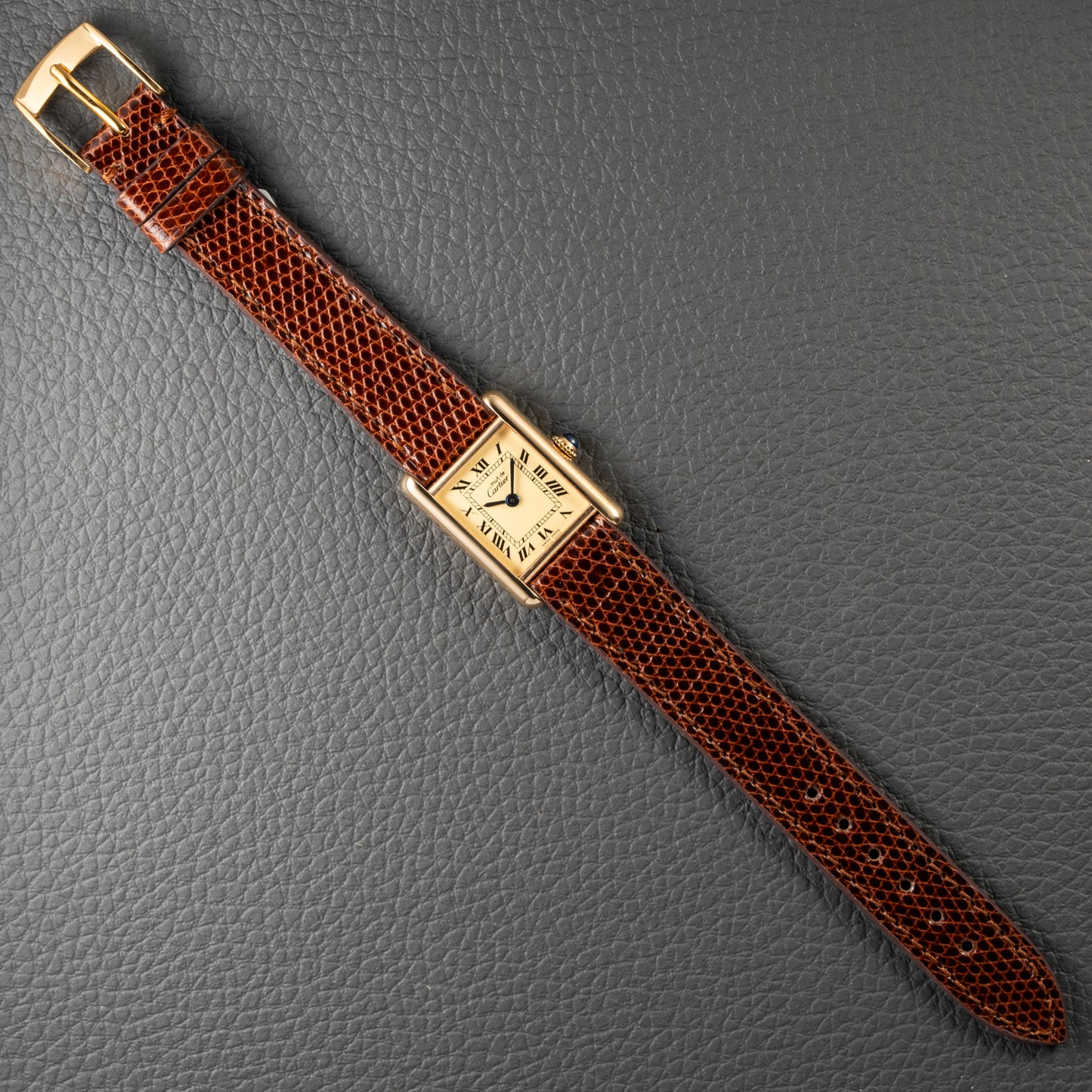 Cartier Tank Must de Roman Lemon Dial Vermeil PM 1980s