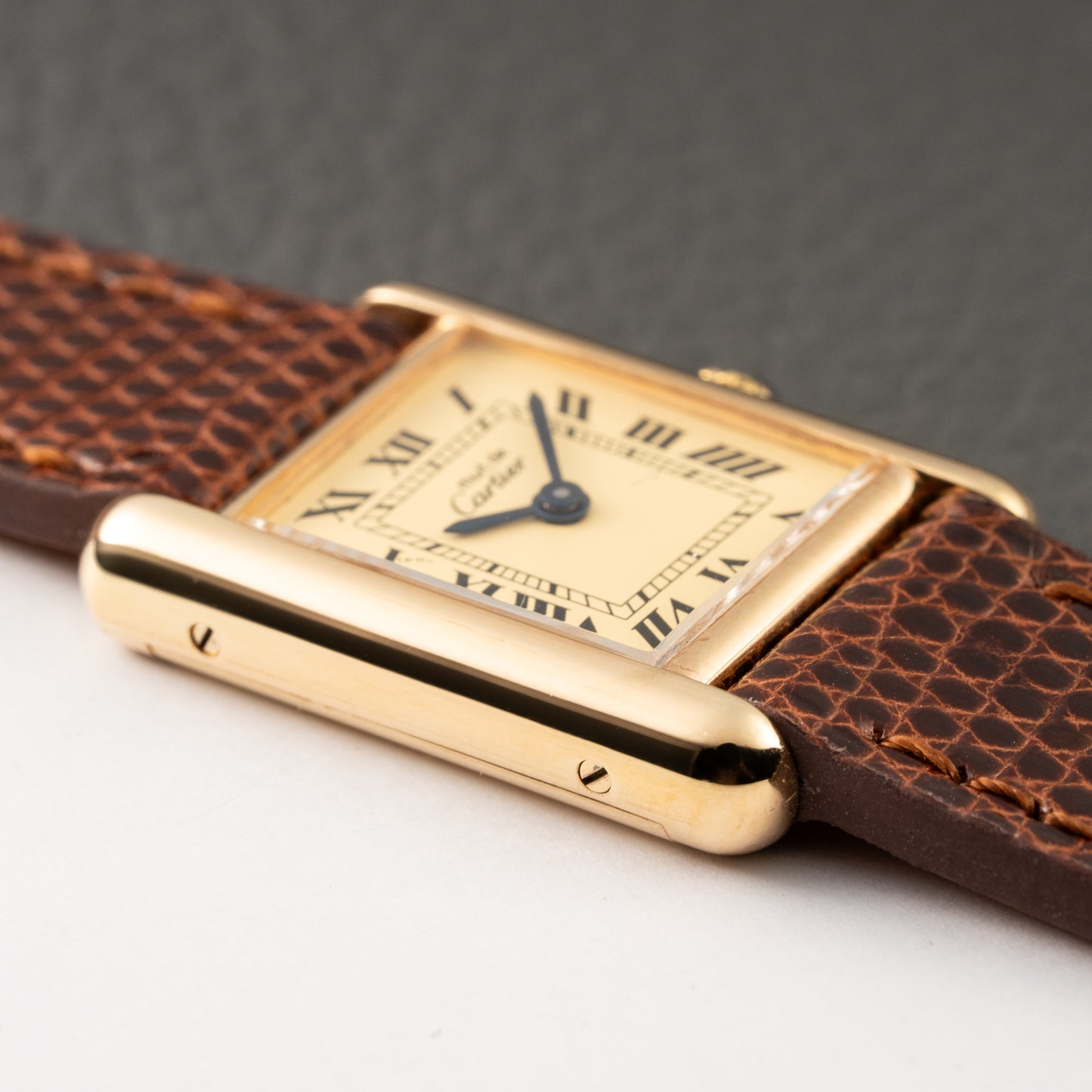 Cartier Tank Must de Roman Lemon Dial Vermeil PM 1980s
