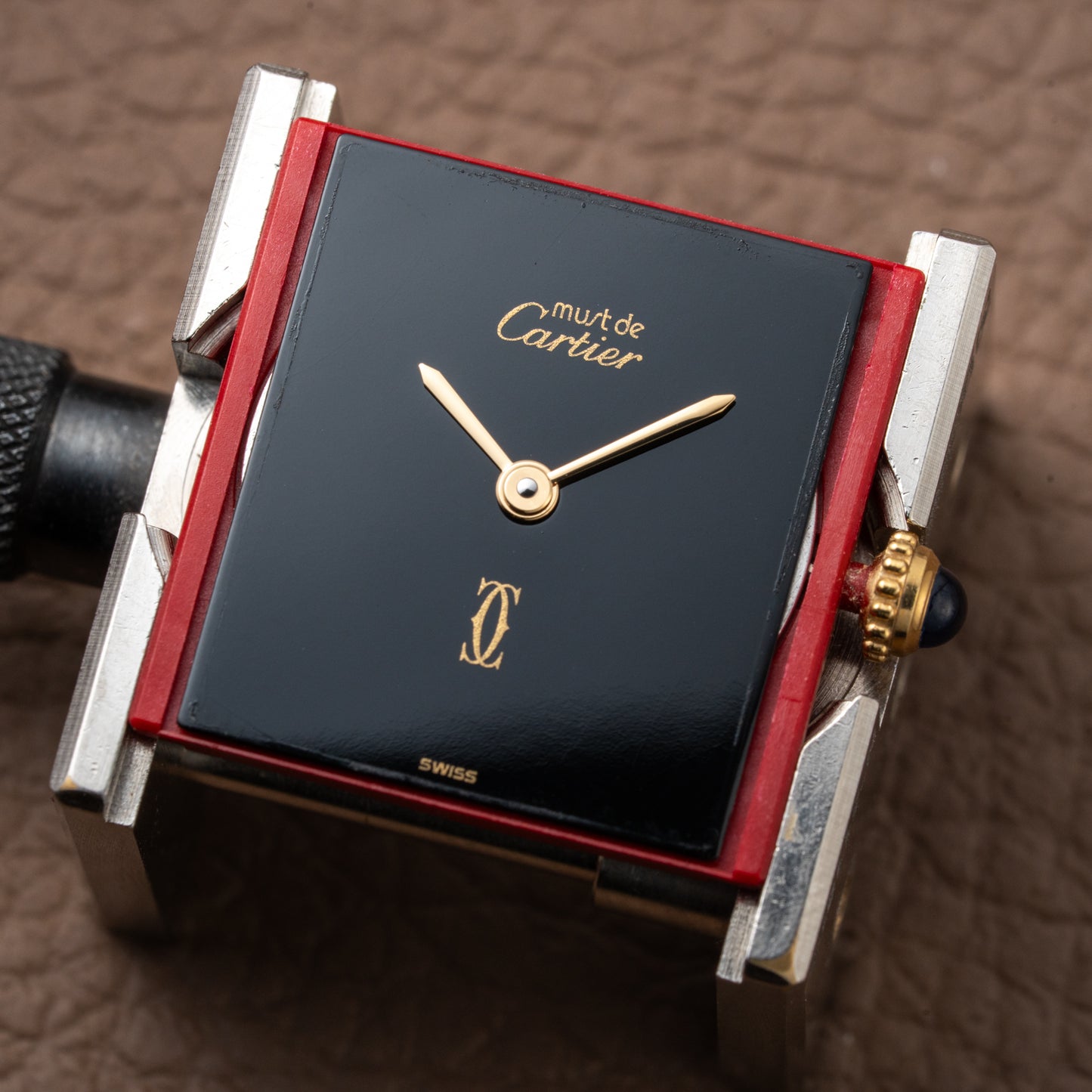 Cartier Tank Must de Vermeil Black Onyx Dial GM Ref 6 81006 1990s