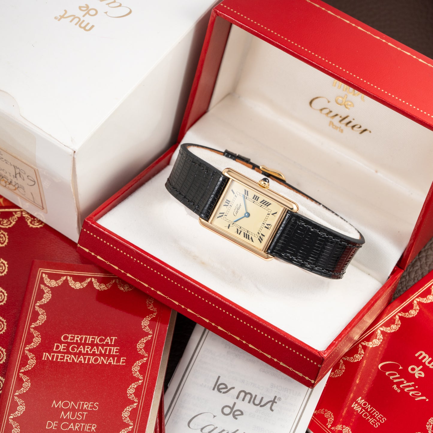 Cartier Tank Must de Vermeil Lemon Romen Dial Ref 590005 Full Set from 1990