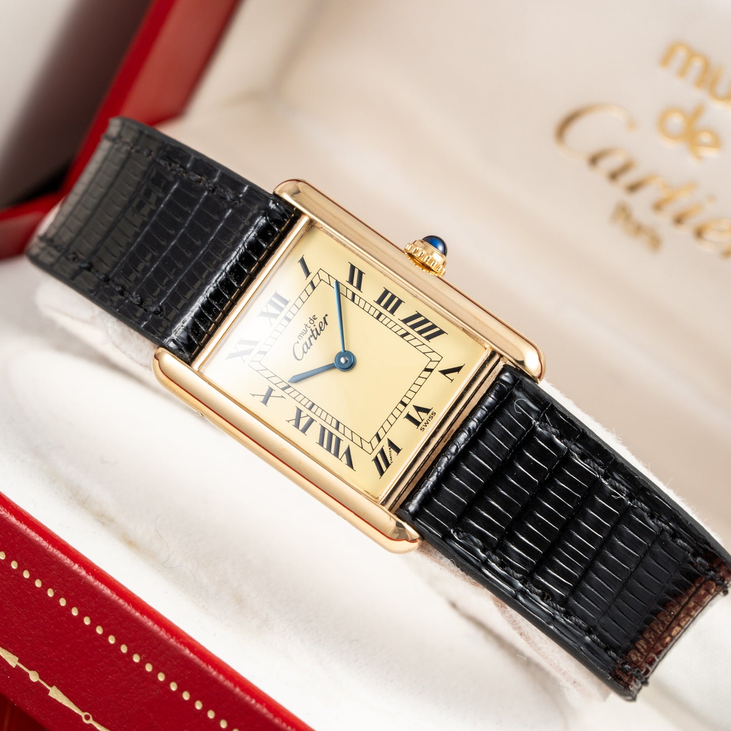 Cartier Tank Must de Vermeil Lemon Romen Dial Ref 590005 Full Set from 1990