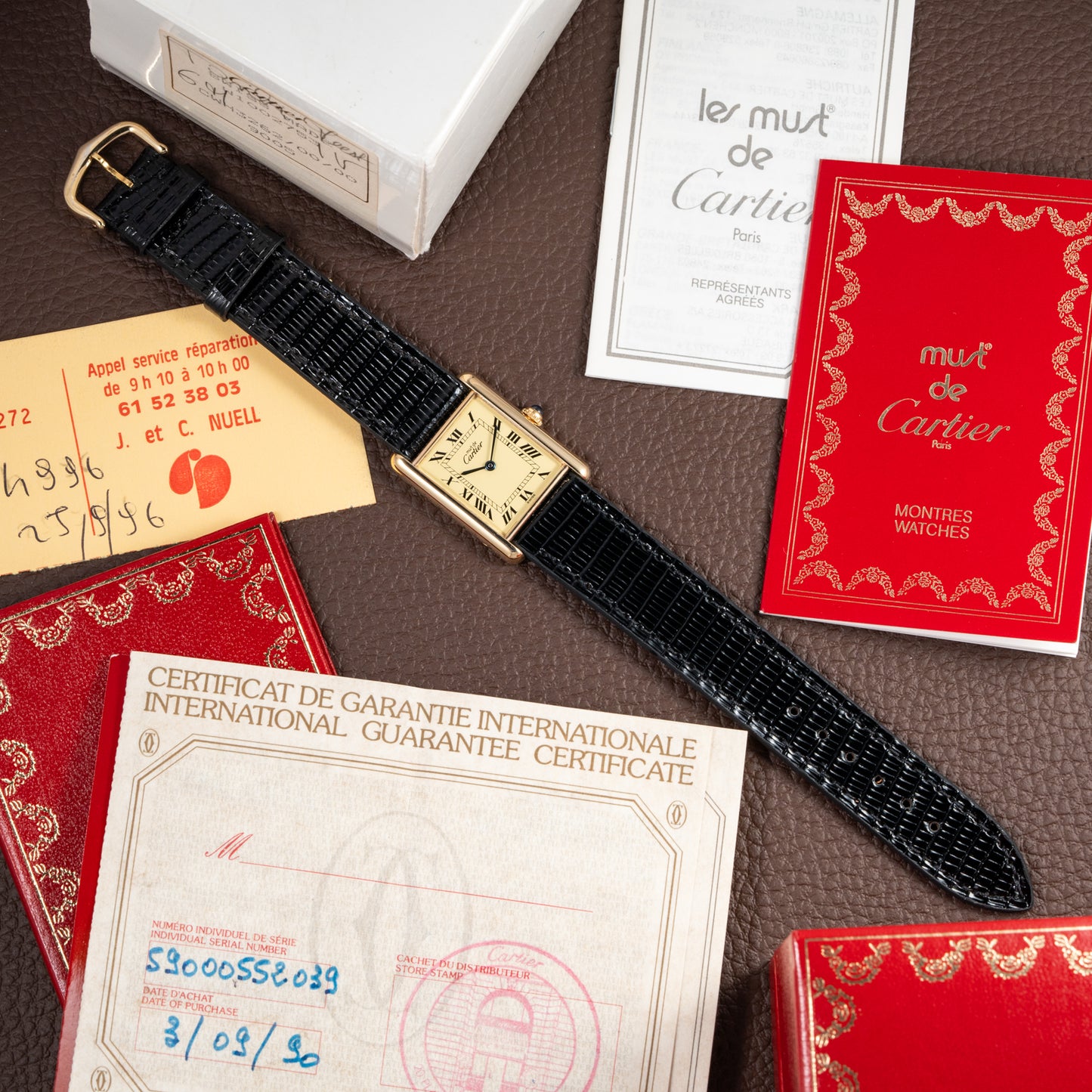 Cartier Tank Must de Vermeil Lemon Romen Dial Ref 590005 Full Set from 1990