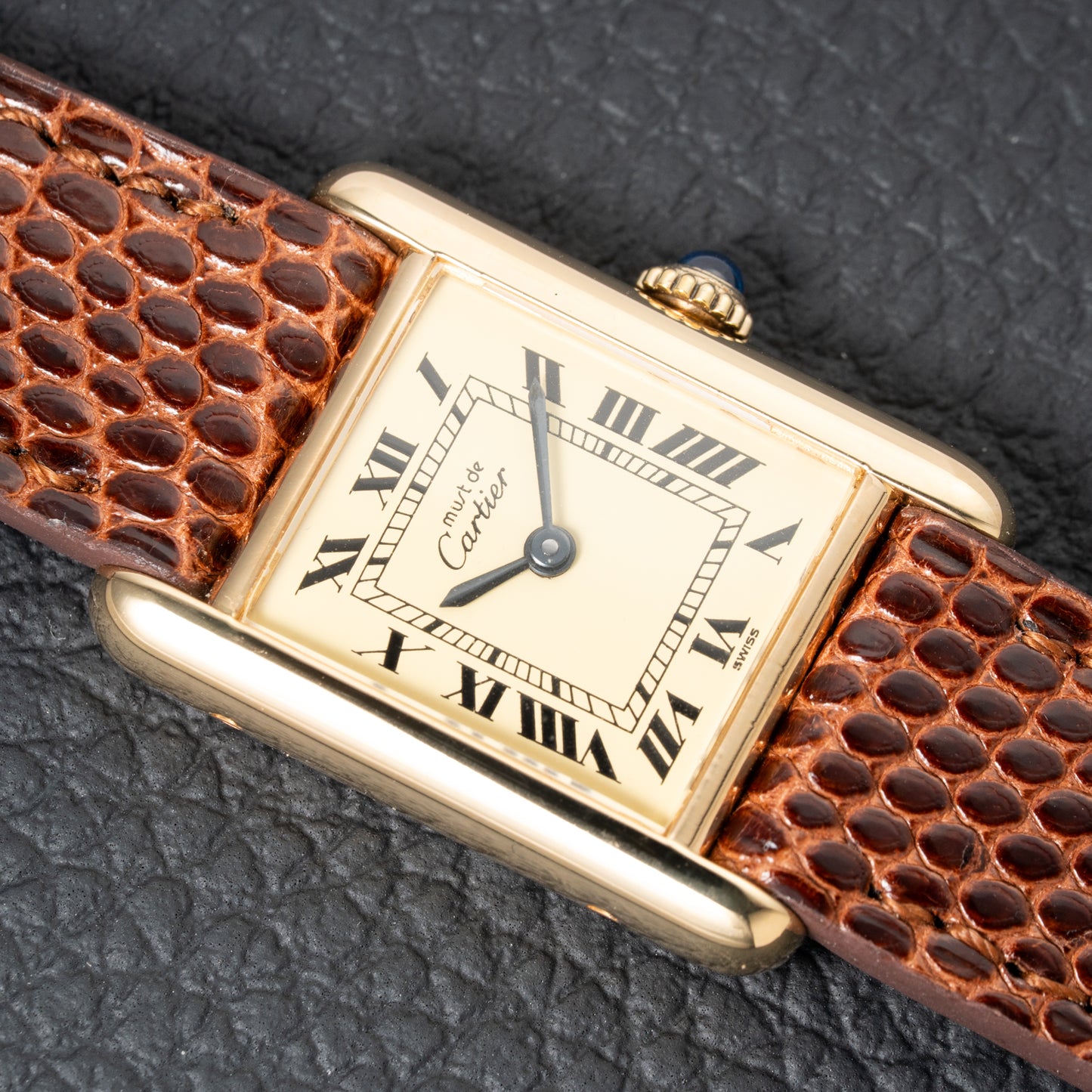 Cartier Tank Must de Roman Lemon Dial Vermeil PM 1980s