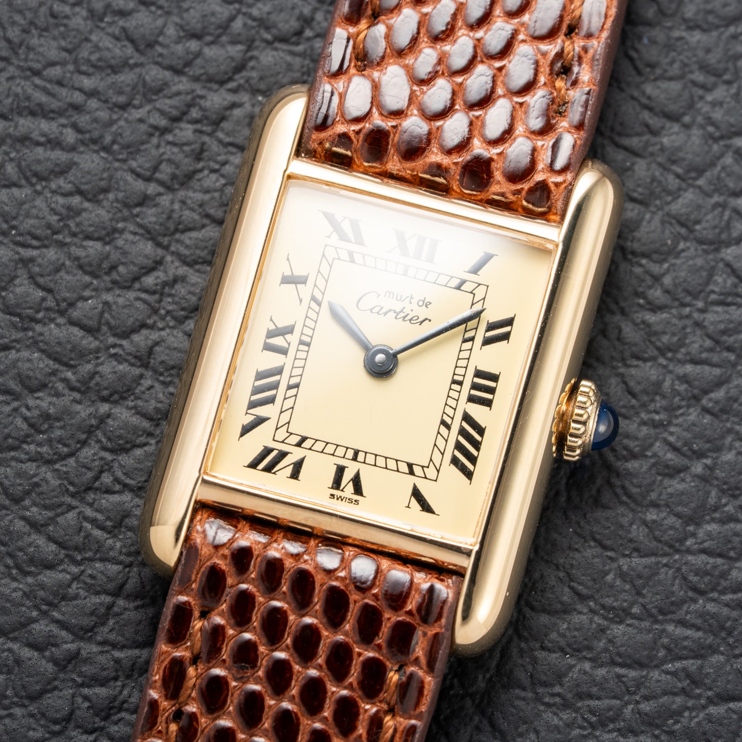 Cartier Tank Must de Roman Lemon Dial Vermeil PM 1980s