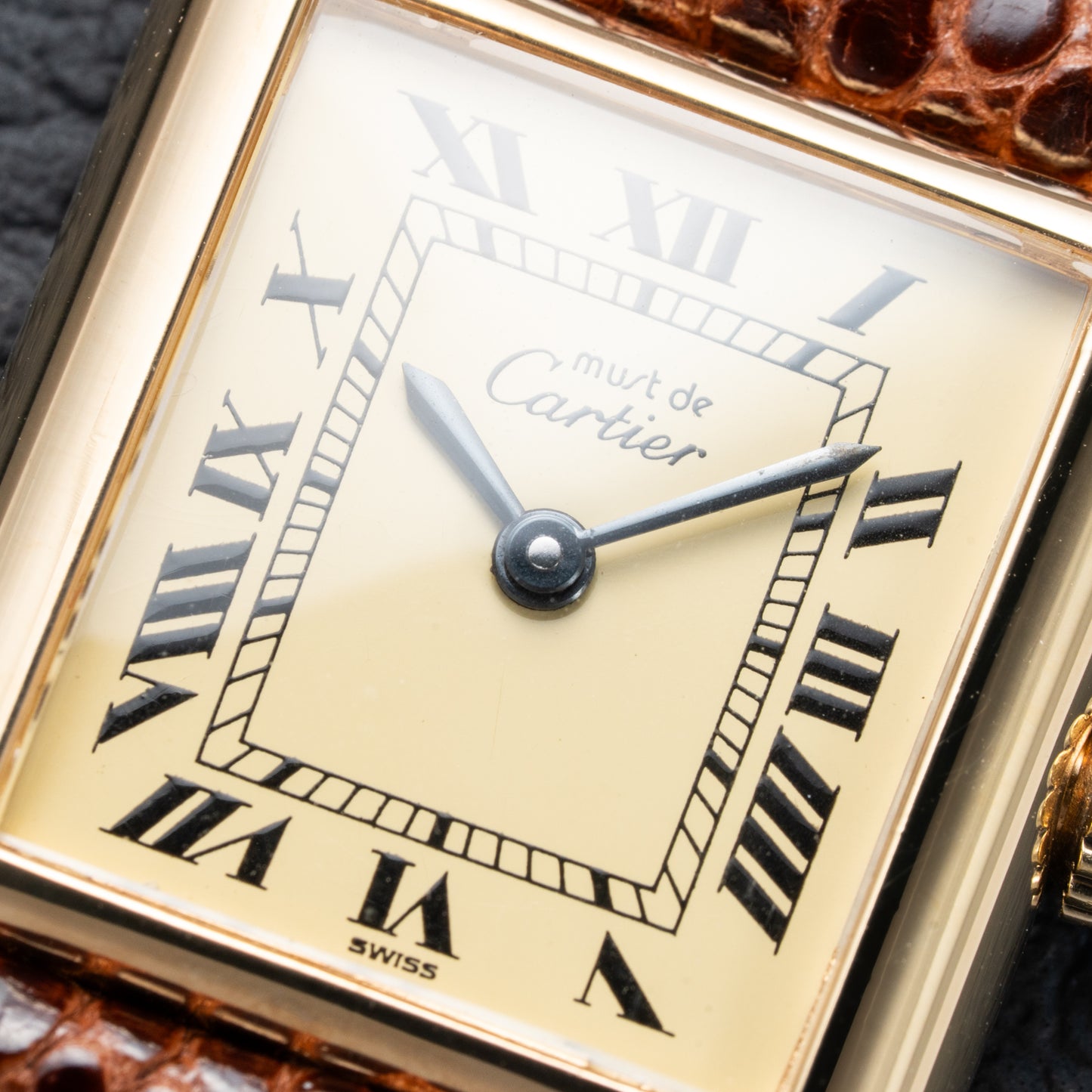 Cartier Tank Must de Roman Lemon Dial Vermeil PM 1980s