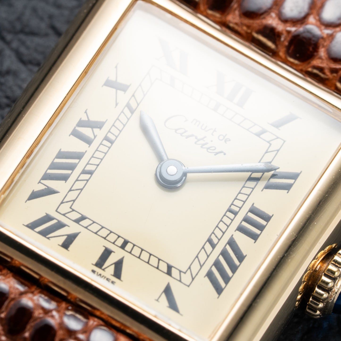 Cartier Tank Must de Roman Lemon Dial Vermeil PM 1980s