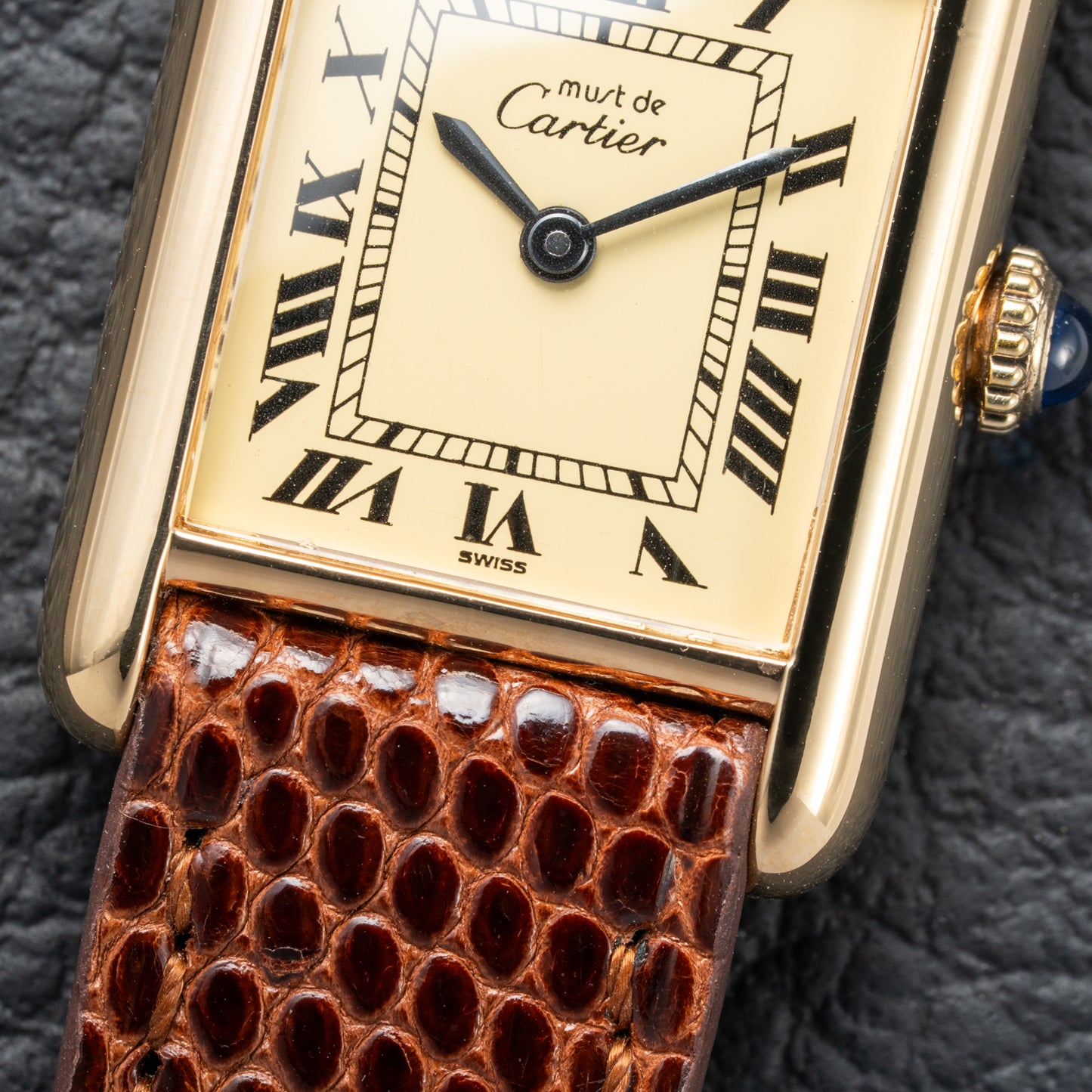 Cartier Tank Must de Roman Lemon Dial Vermeil PM 1980s