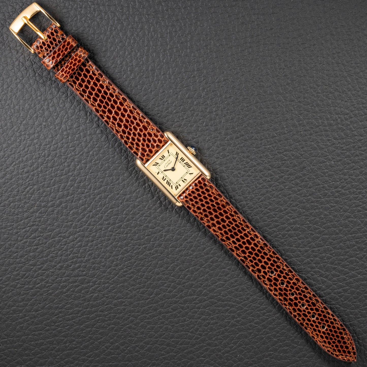 Cartier Tank Must de Roman Lemon Dial Vermeil PM 1980s