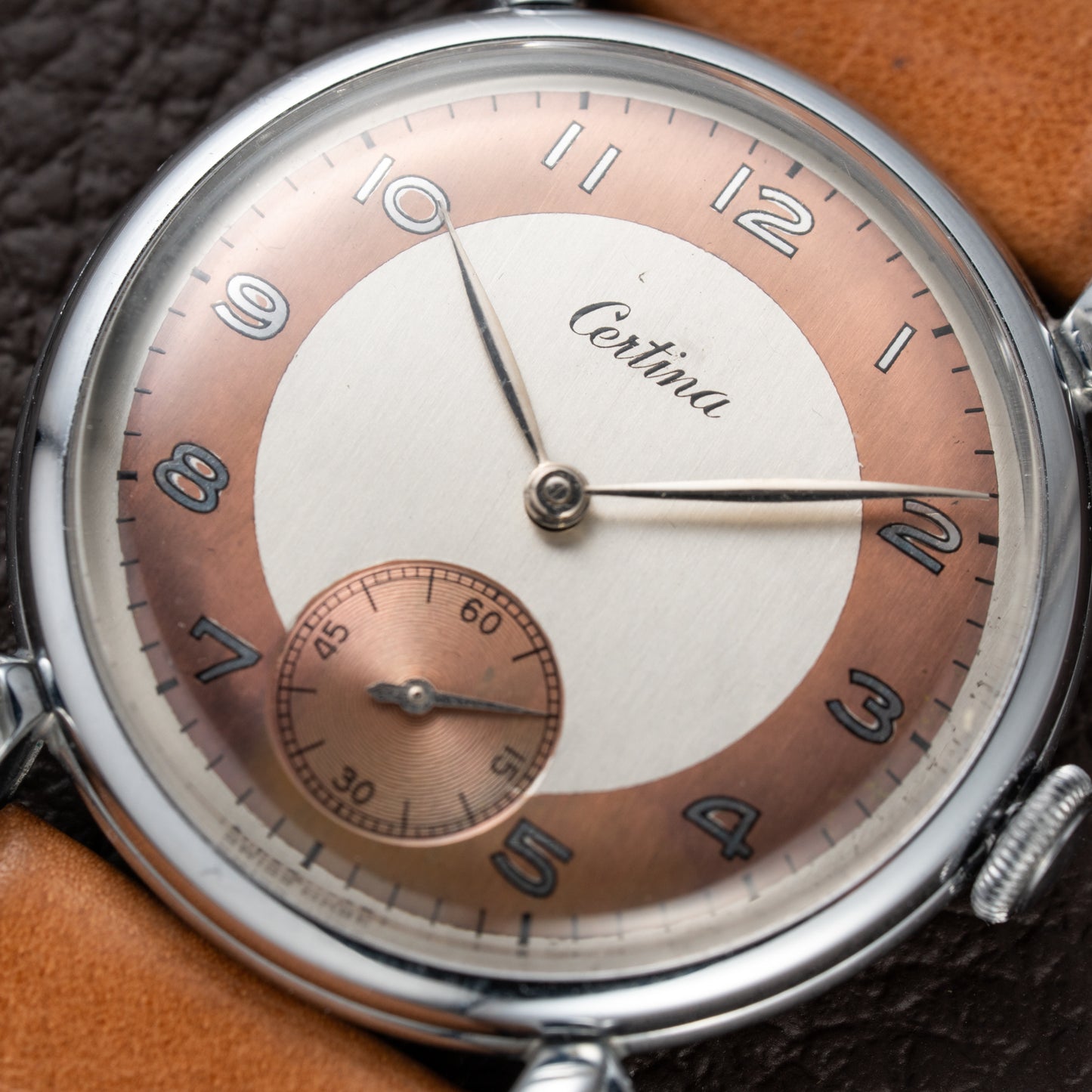 Certina Fancy Lugs Two-Tone Dial NOS 1940/50s