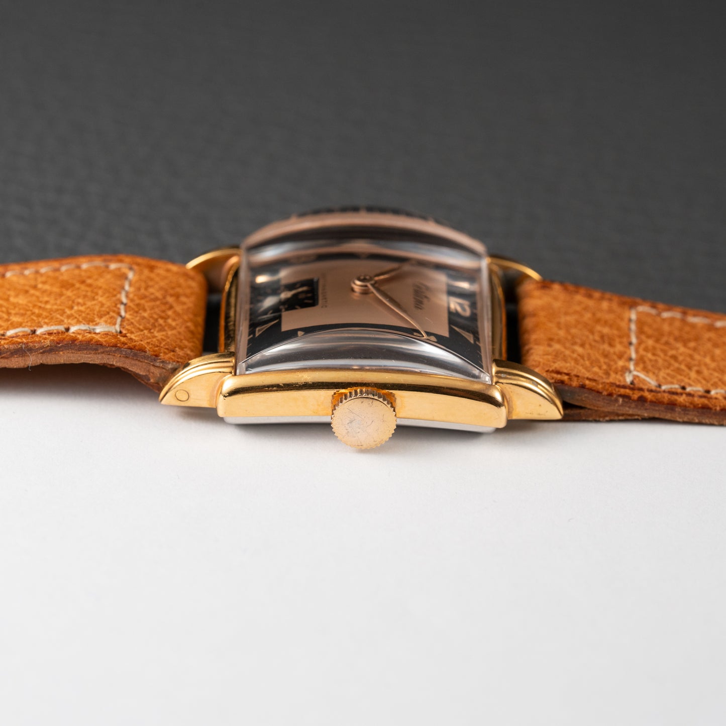 Certina NOS Square Two Tone Black & Salmon Dial 1940/50s
