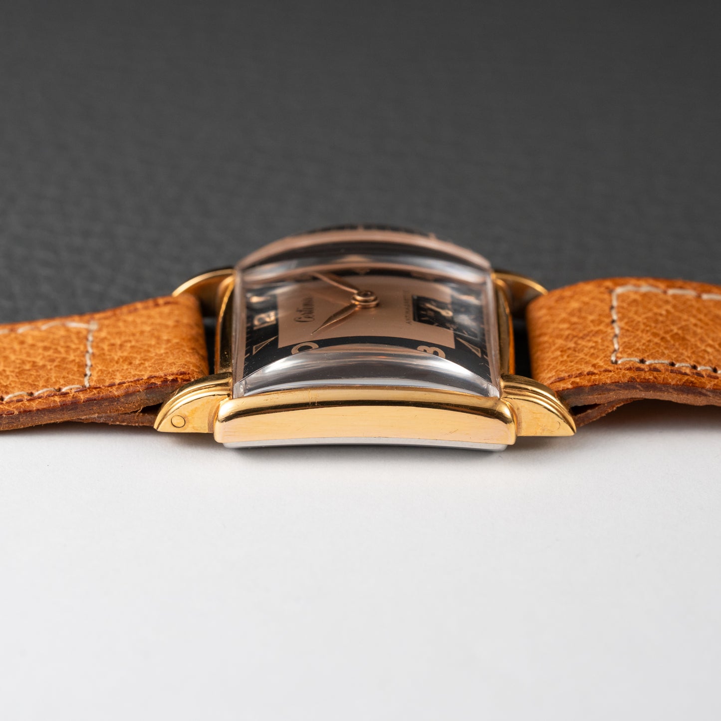 Certina NOS Square Two Tone Black & Salmon Dial 1940/50s