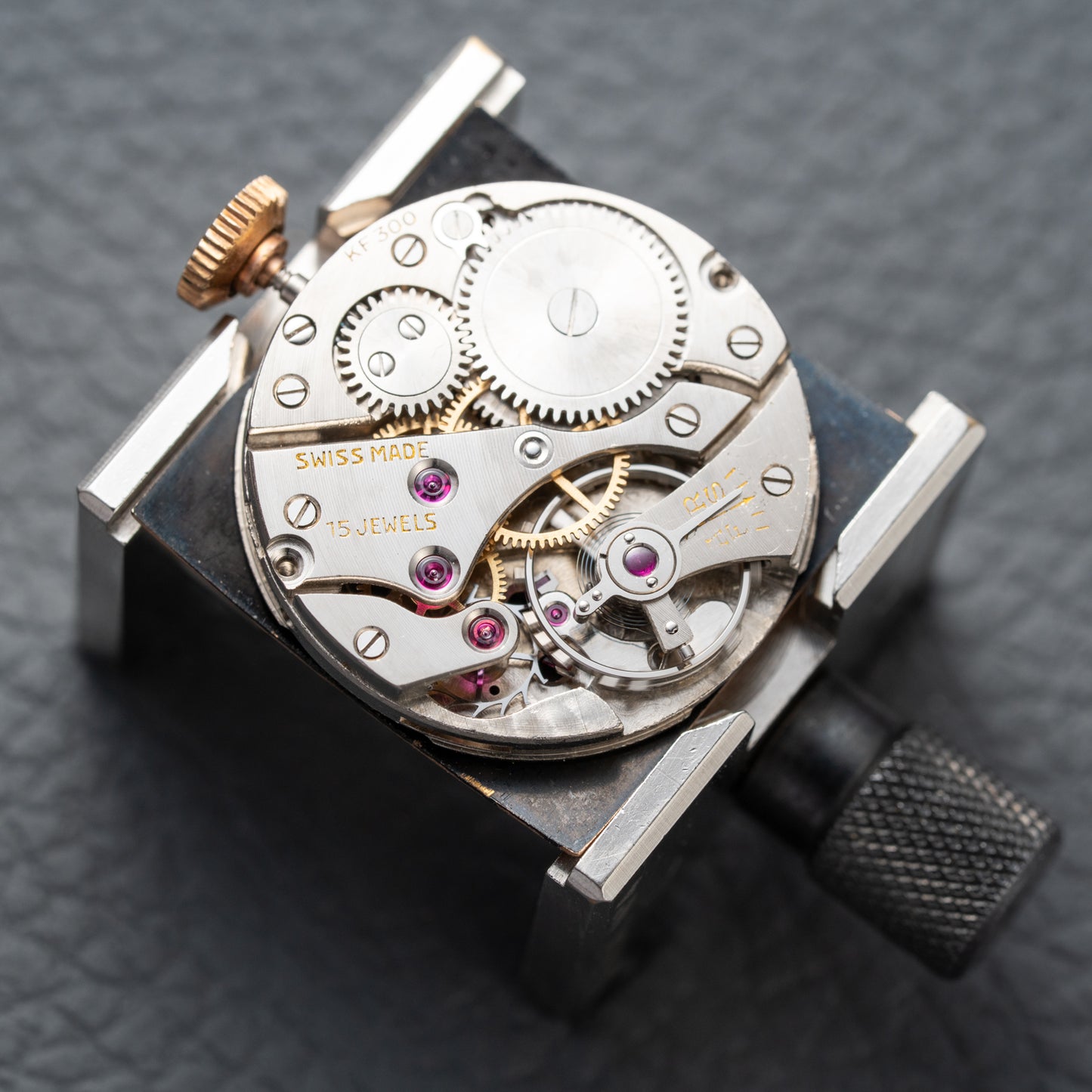 Certina NOS Square Two Tone Black & Salmon Dial 1940/50s