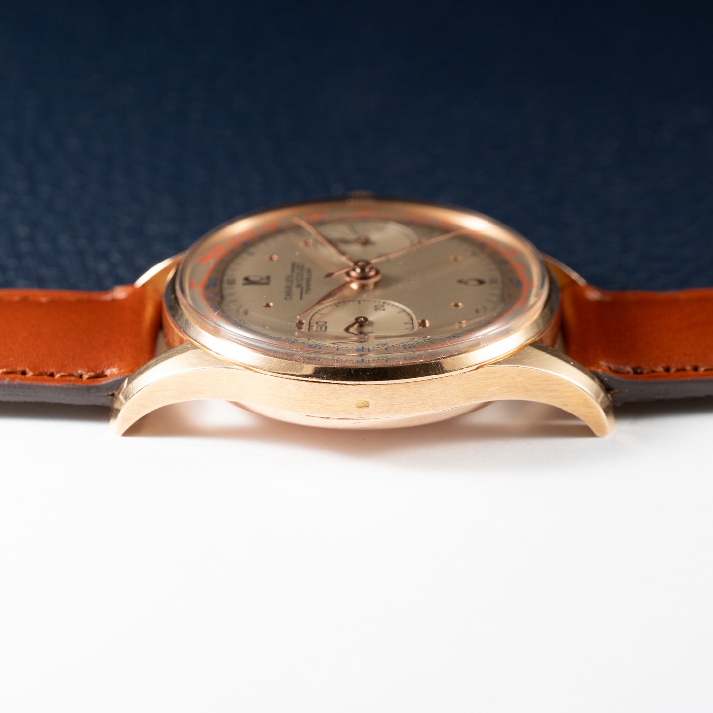 Charles Nicolet Tramelan Chronograph 18k Rare Oversized Column-Wheel Landeron 39 from the 1940s