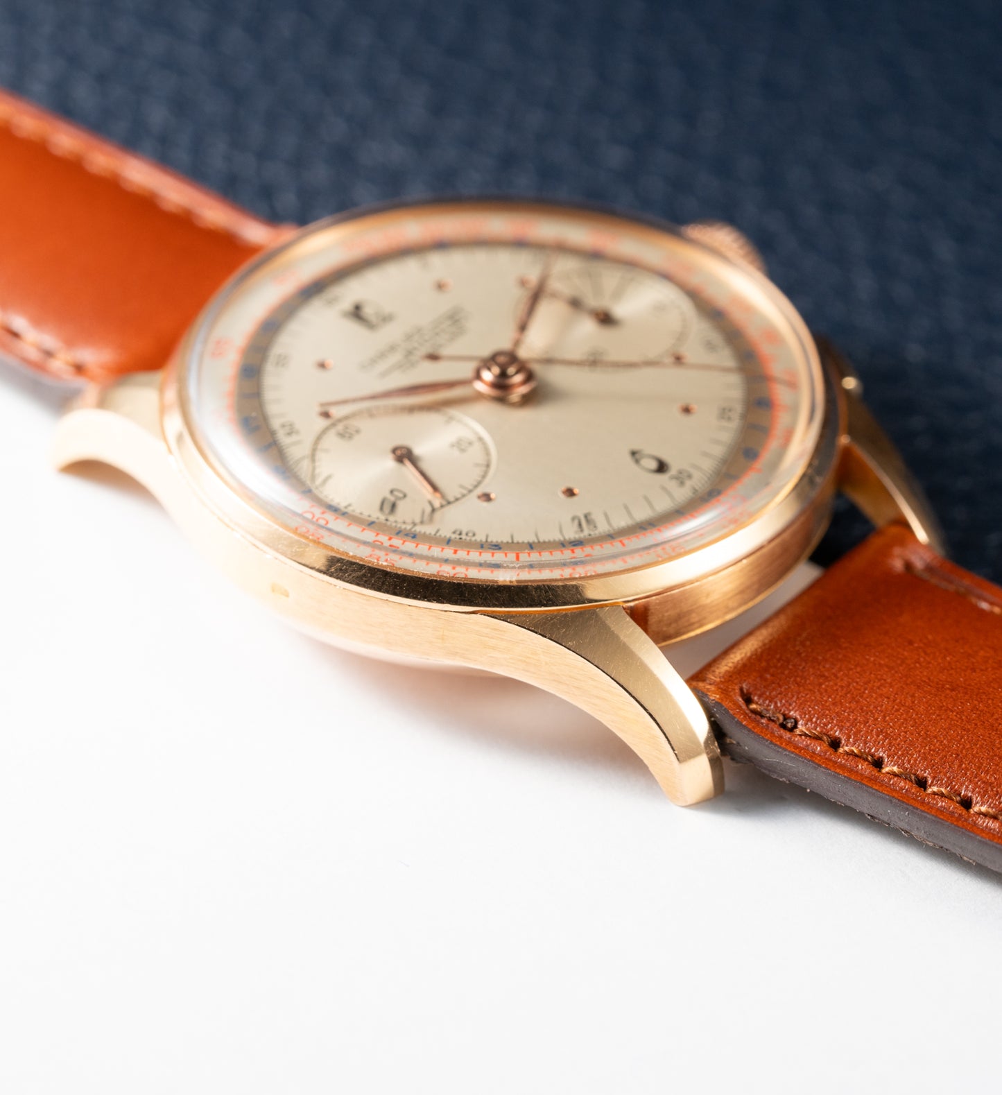 Charles Nicolet Tramelan Chronograph 18k Rare Oversized Column-Wheel Landeron 39 from the 1940s