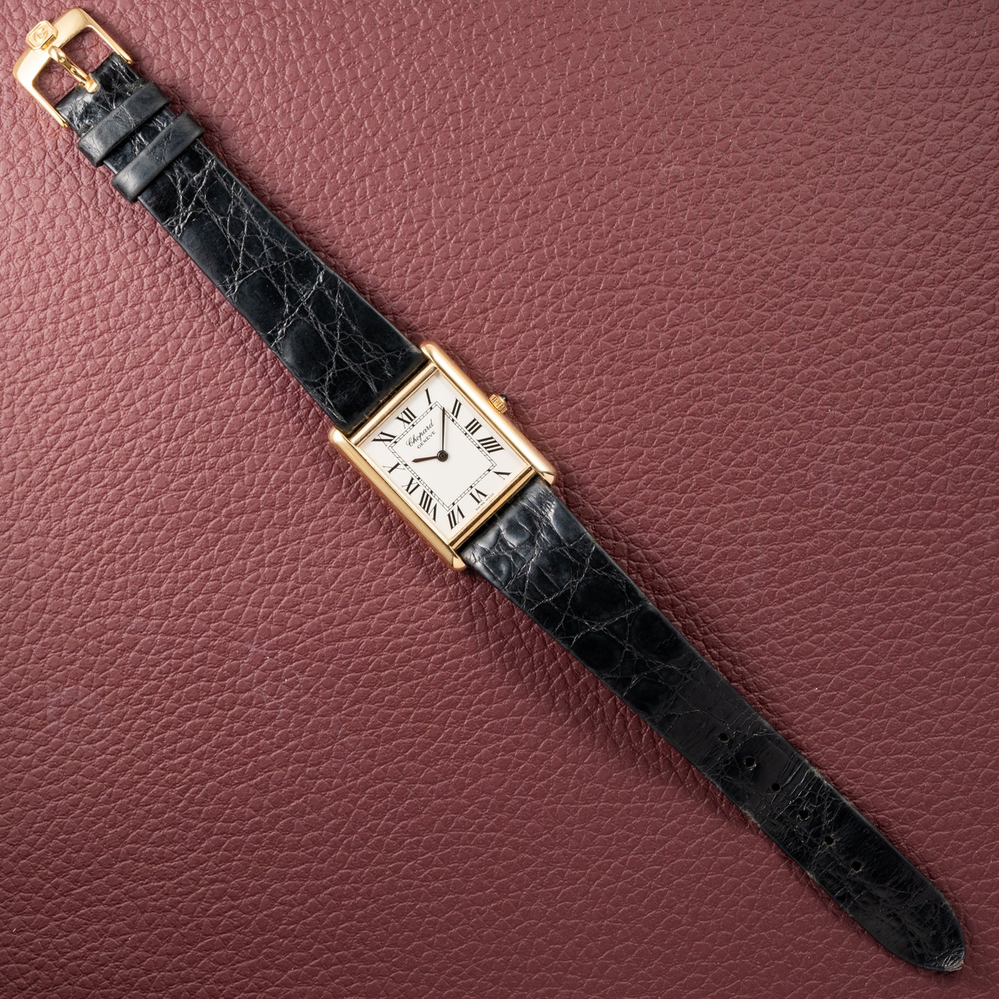 Chopard Tank XL Oversize Jumbo 18k Yellow Gold Quartz Ref 2221 from 1980s