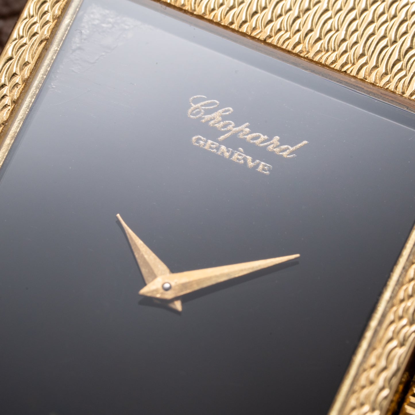 Chopard Dual Time 'Onyx & Diamonds' XL Tank 18K Gold Oversized 1970s
