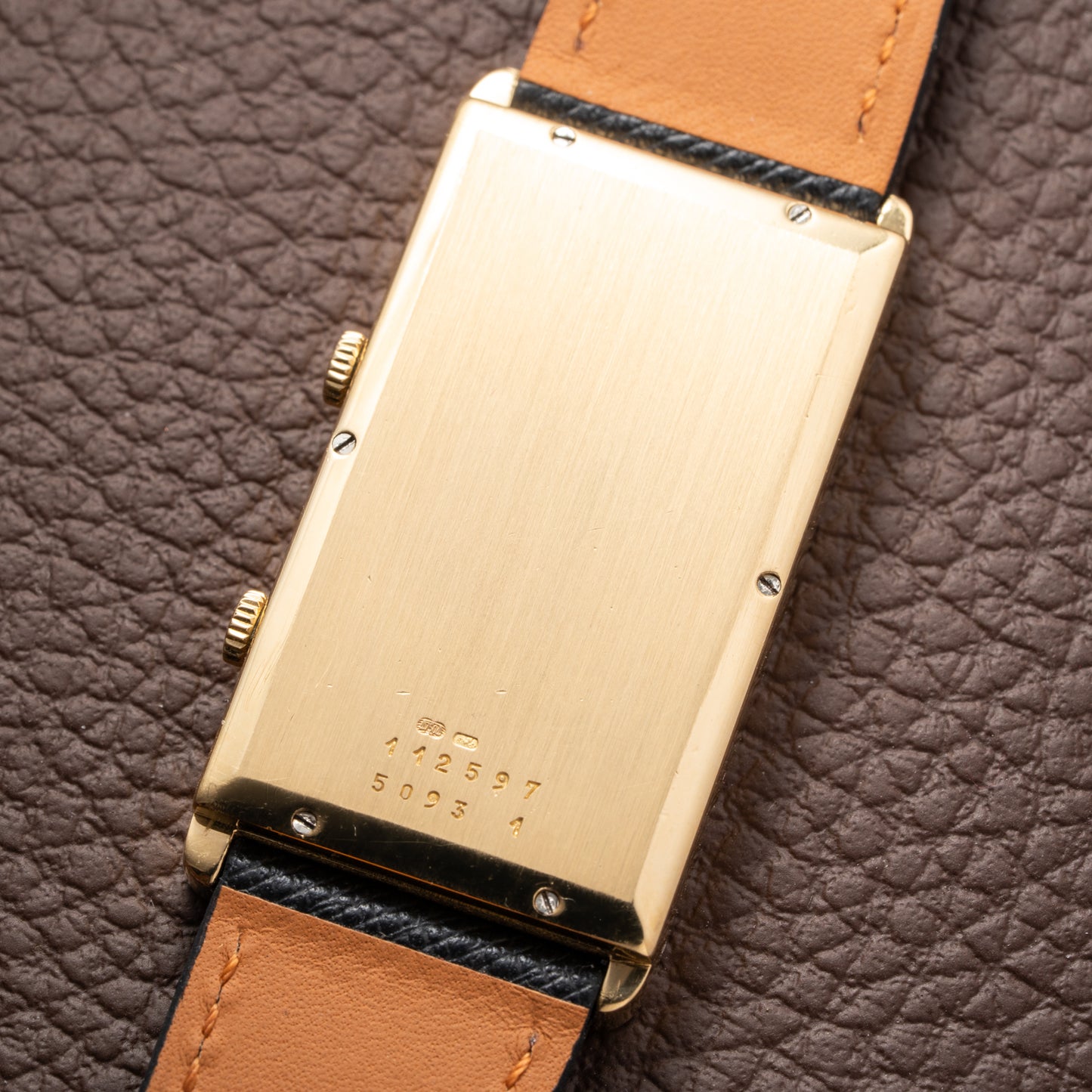 Chopard Dual Time 'Onyx & Diamonds' XL Tank 18K Gold Oversized 1970s