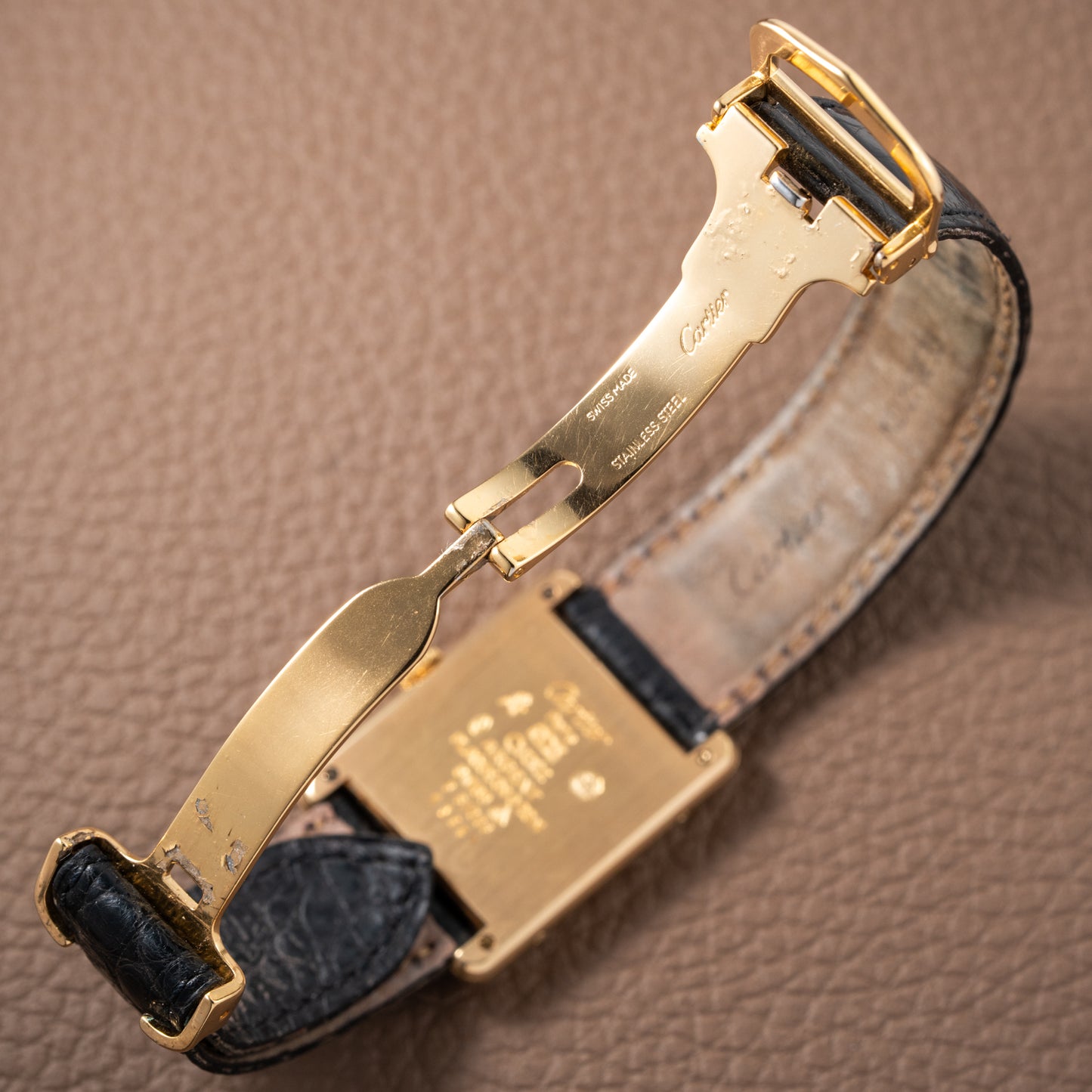 Cartier Tank Must de Vermeil Black Onyx Dial GM Ref 6 81006 1990s