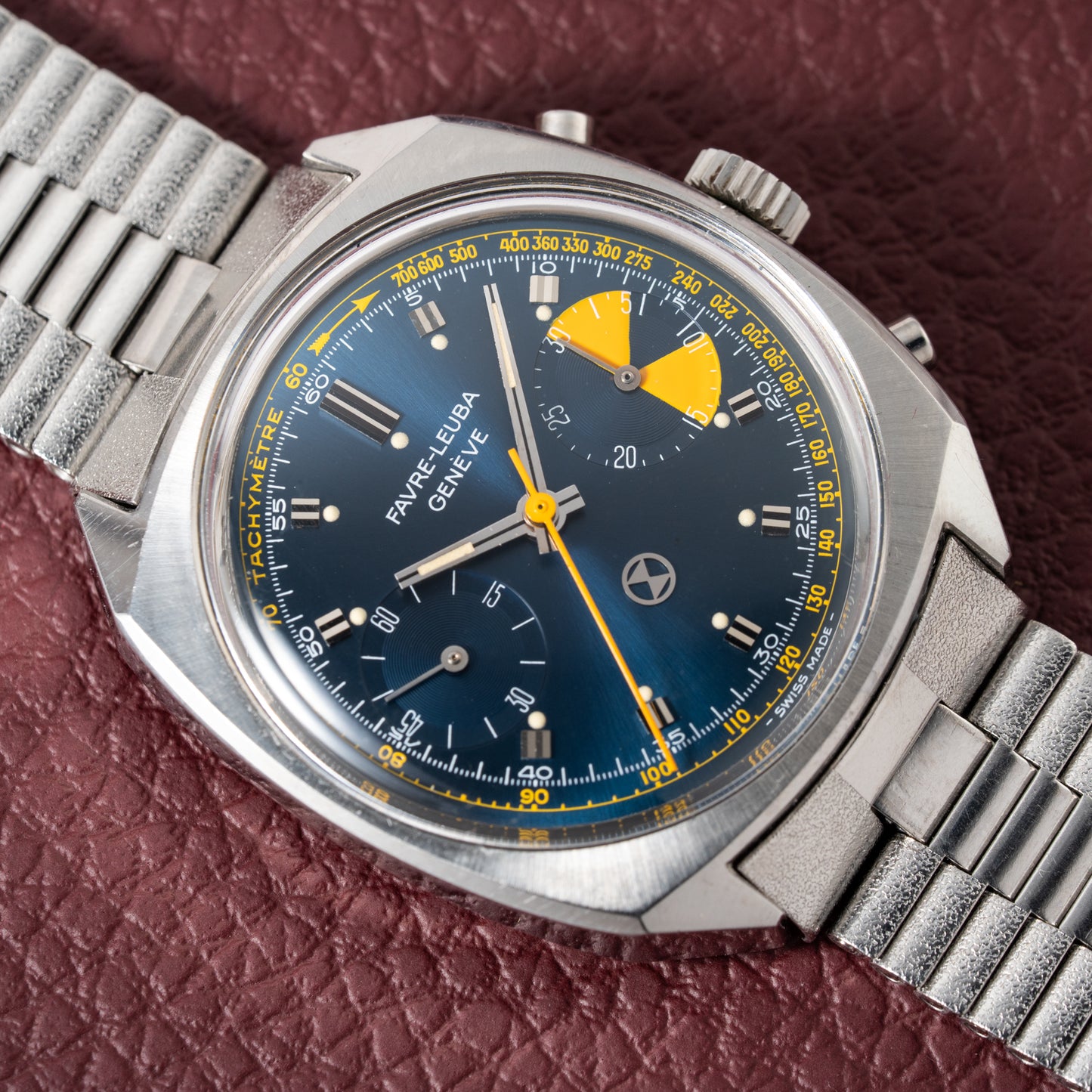 Favre-Leuba Blue Chronograph Valjoux 23 Ref. 30233 from 1970s