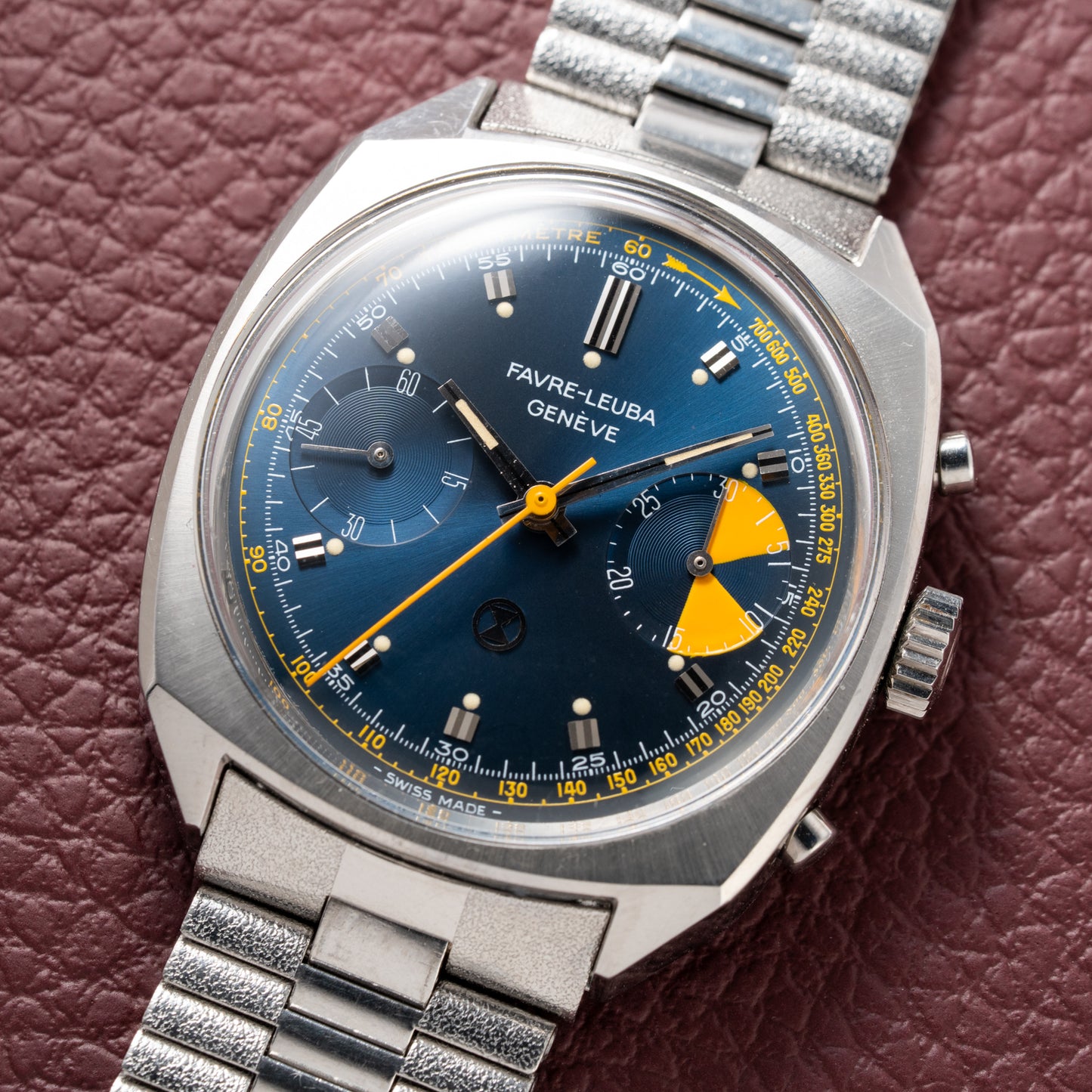 Favre-Leuba Blue Chronograph Valjoux 23 Ref. 30233 from 1970s