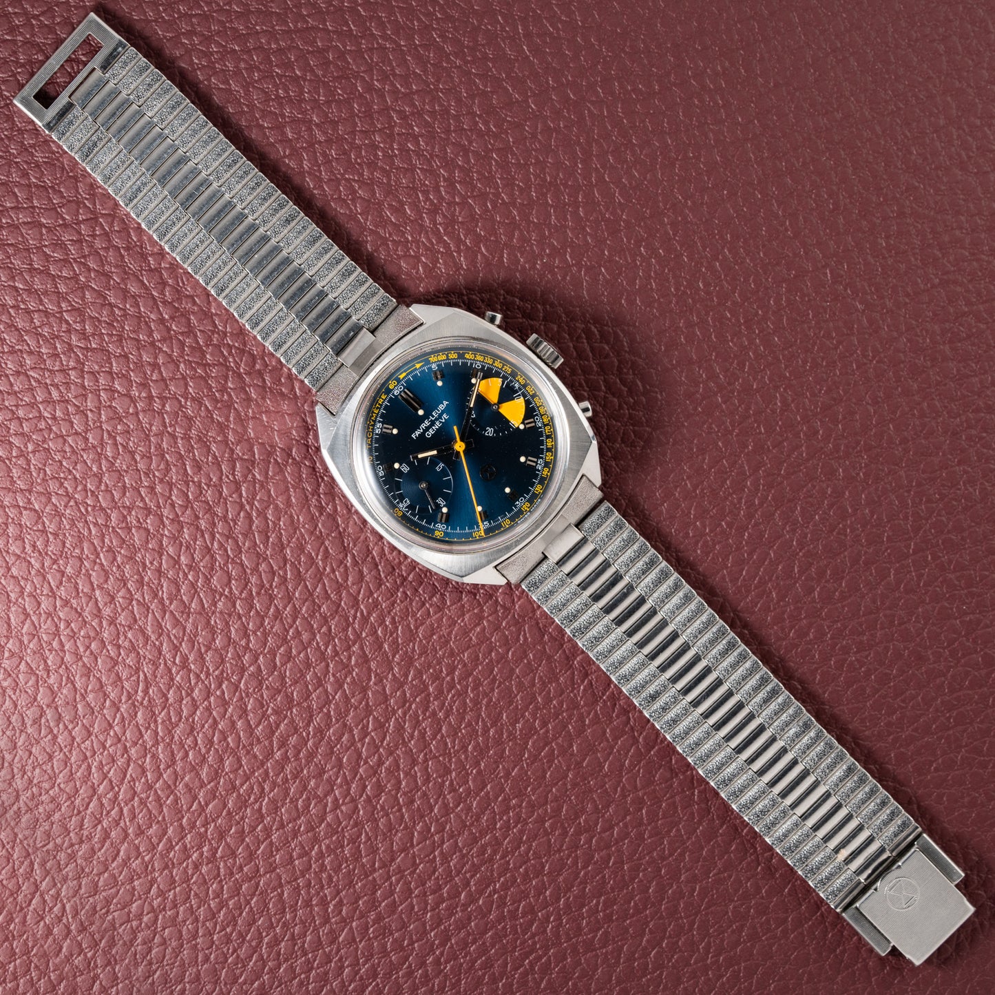 Favre-Leuba Blue Chronograph Valjoux 23 Ref. 30233 from 1970s