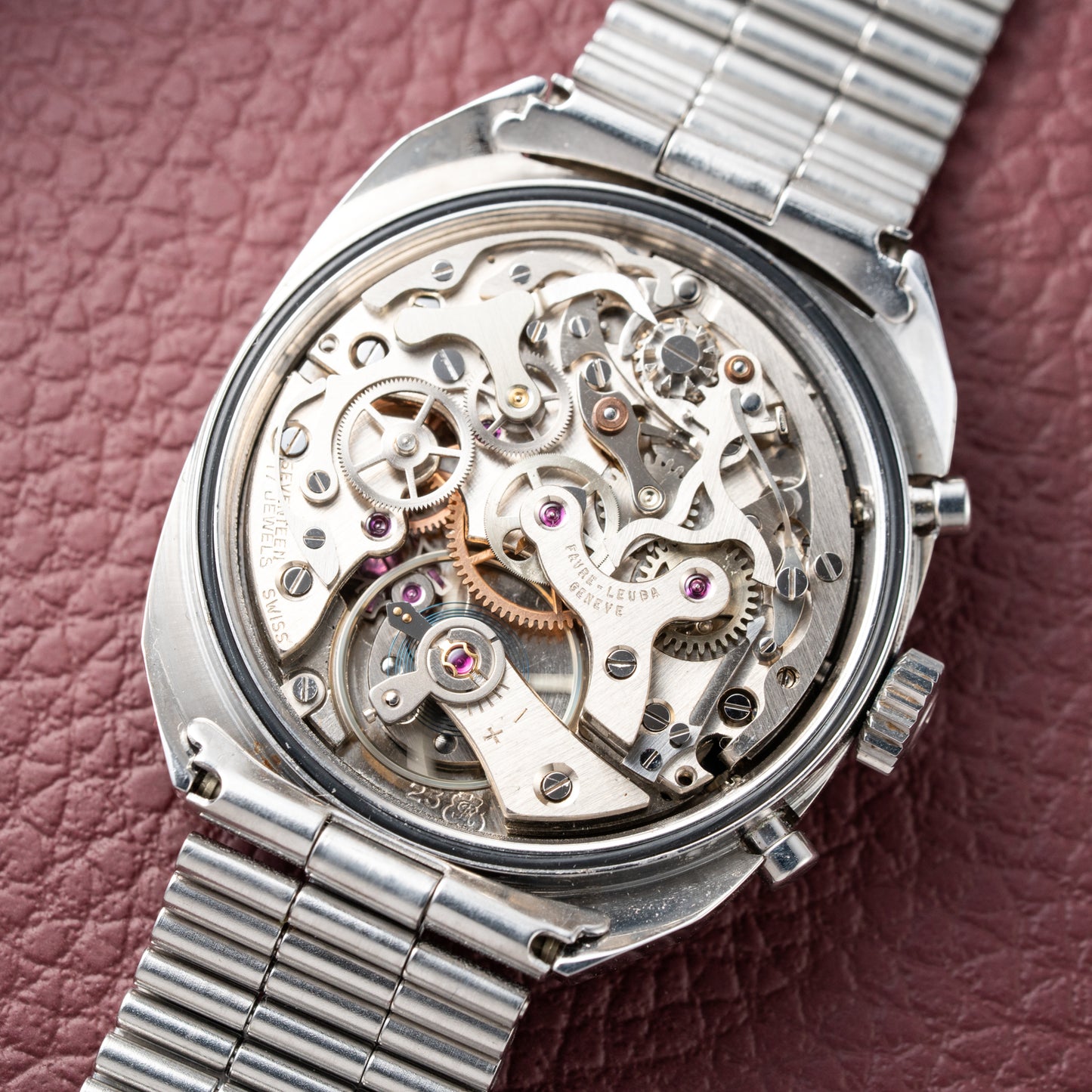Favre-Leuba Blue Chronograph Valjoux 23 Ref. 30233 from 1970s
