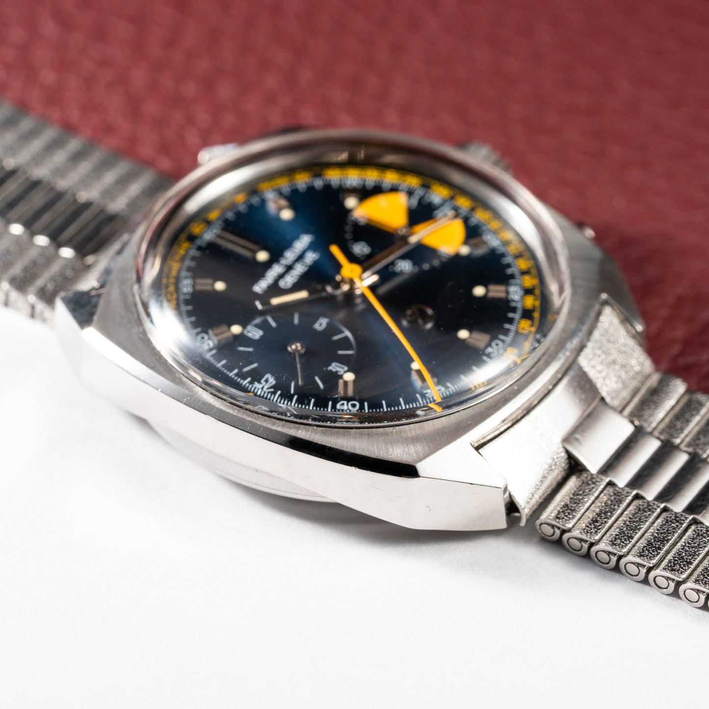 Favre-Leuba Blue Chronograph Valjoux 23 Ref. 30233 from 1970s