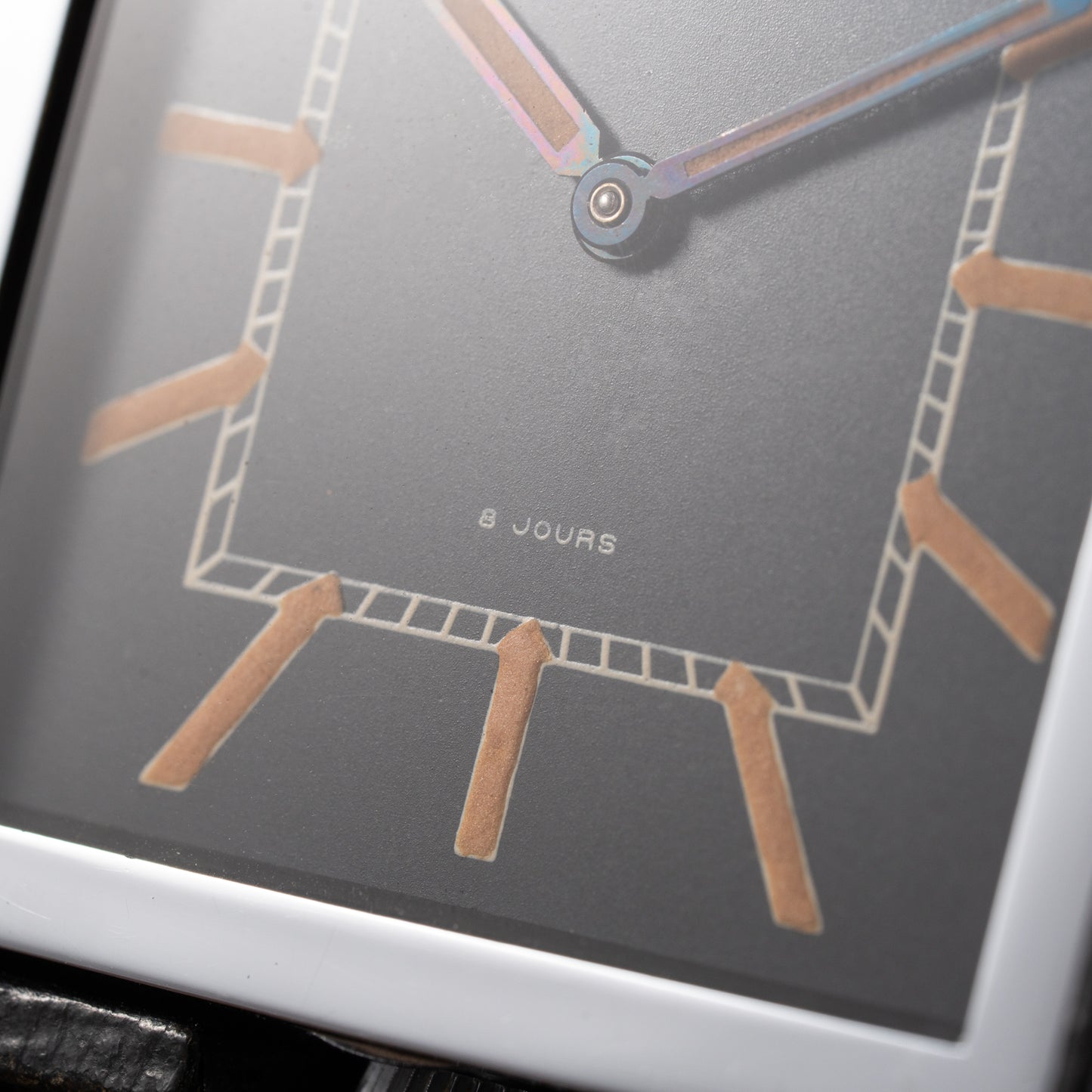 Jaeger LeCoultre Fabriqué en Suisse 8 Jours Travel Clock Black Dial 1940s