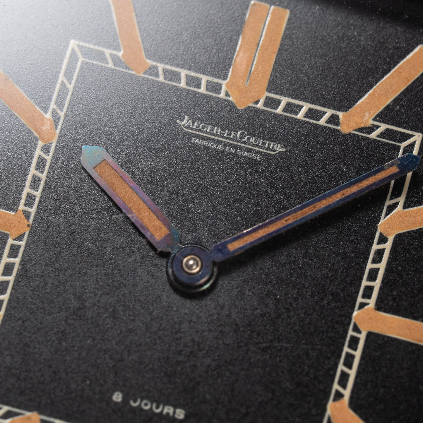Jaeger LeCoultre Fabriqué en Suisse 8 Jours Travel Clock Black Dial 1940s