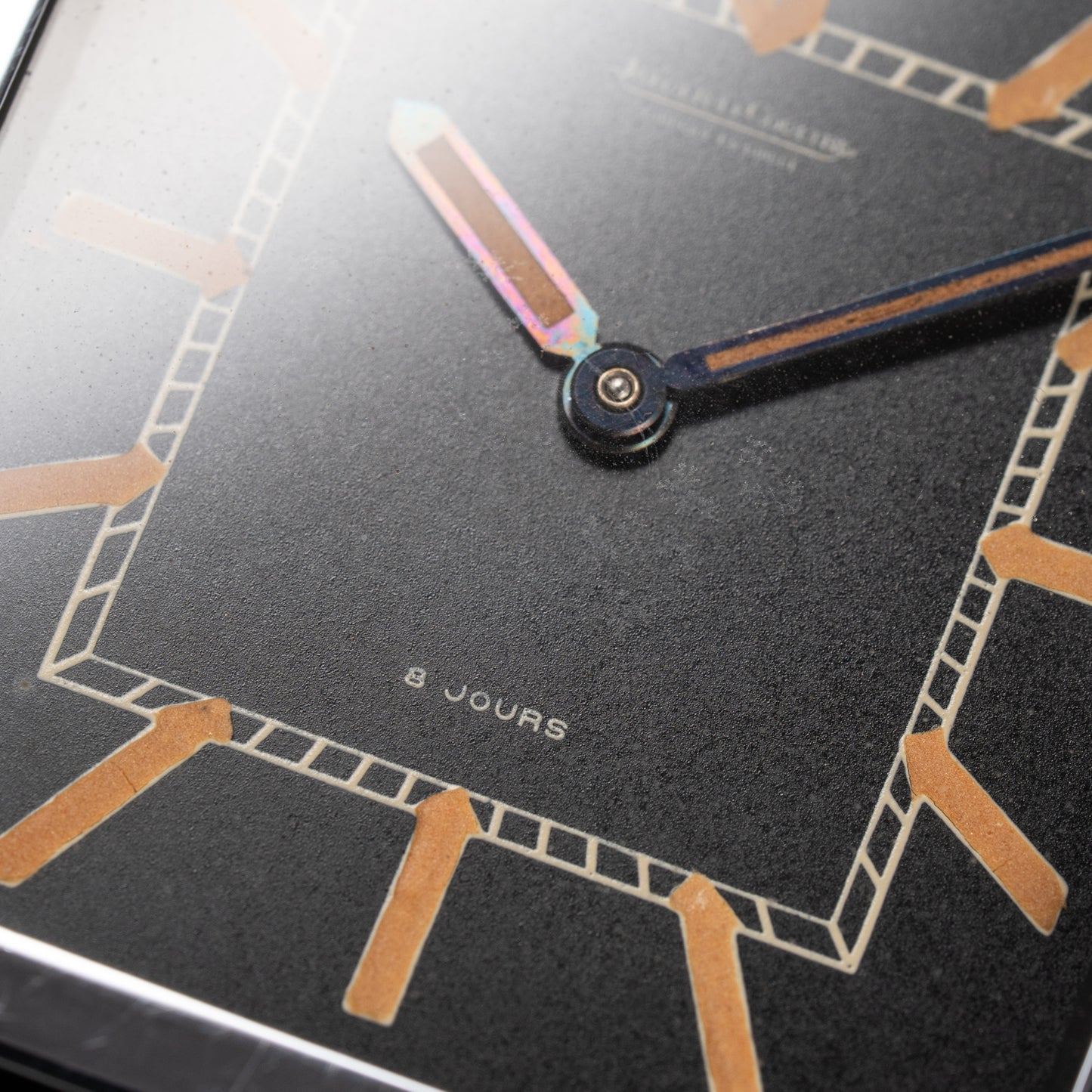 Jaeger LeCoultre Fabriqué en Suisse 8 Jours Travel Clock Black Dial 1940s