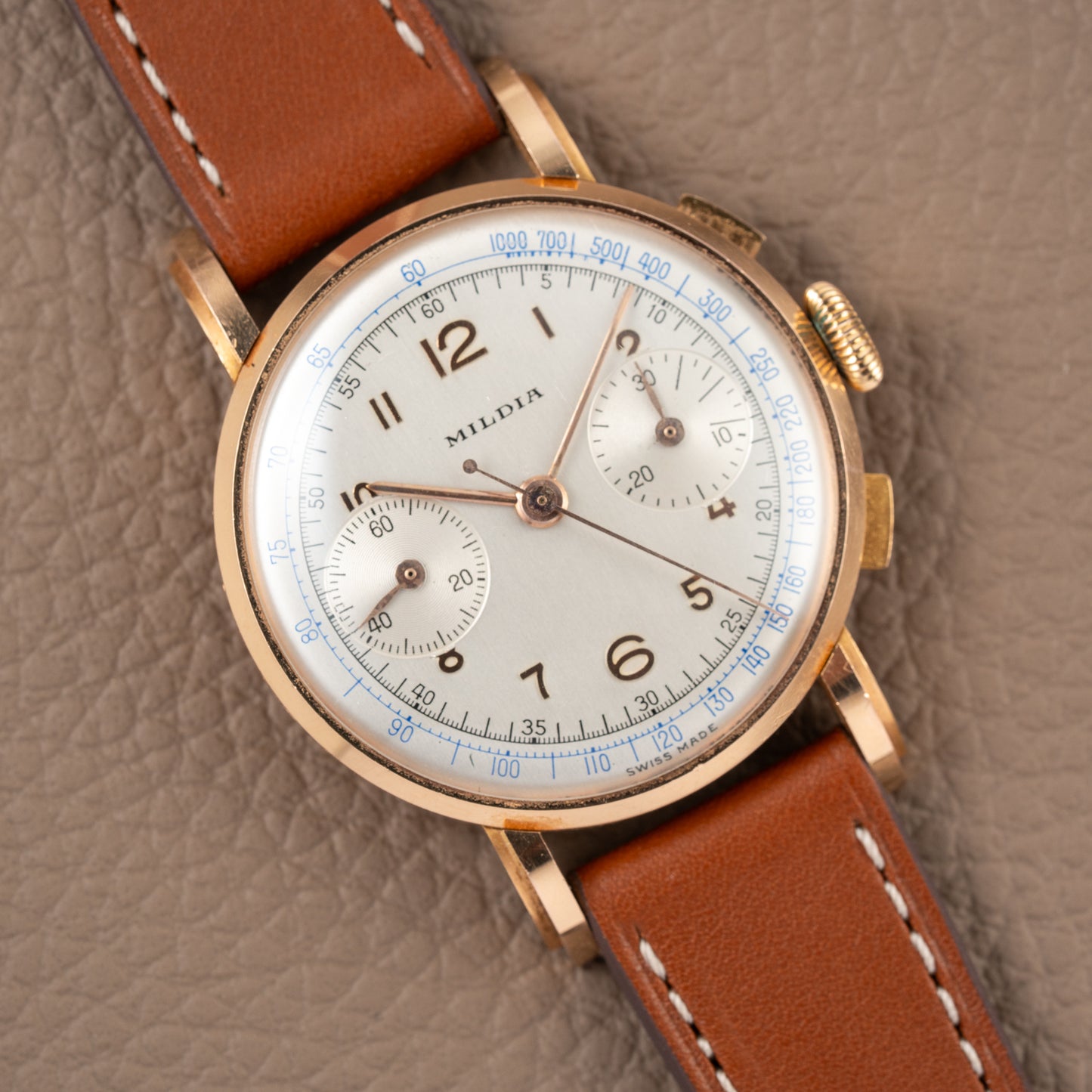 Mildia Valjoux 22 Chronograph Stepped Lugs