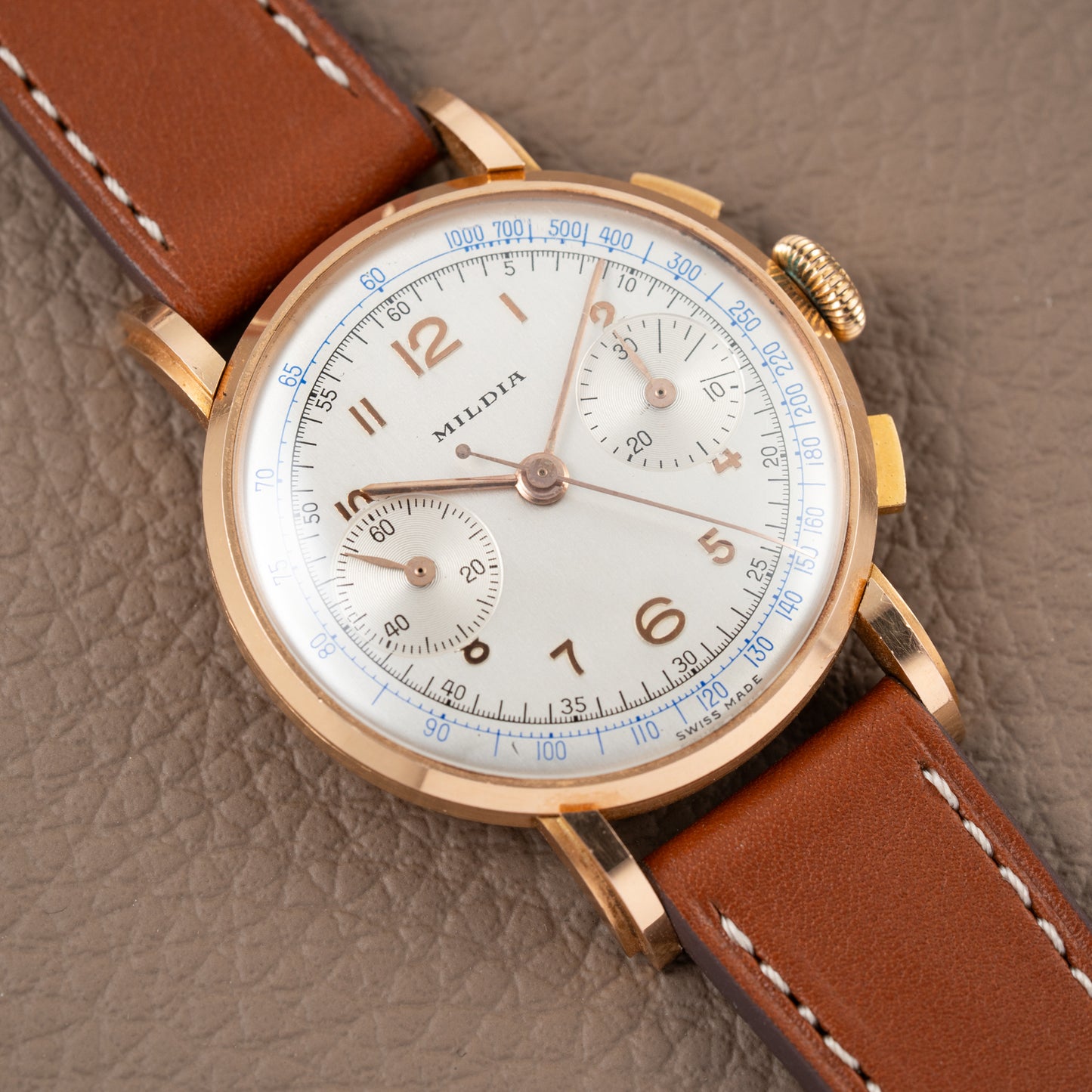 Mildia Valjoux 22 Chronograph Stepped Lugs