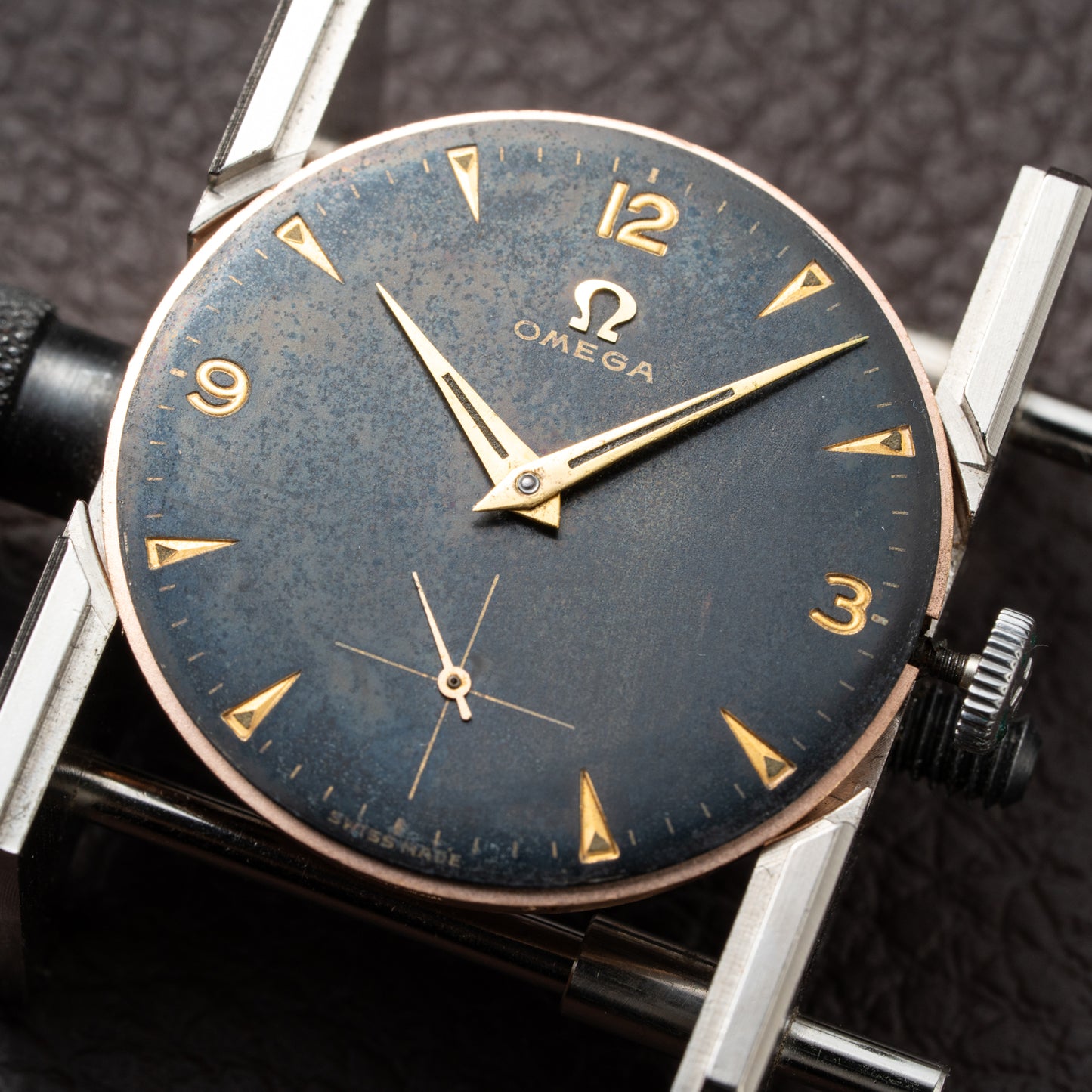 Omega Black Dial Rare Sunken Indexes Cal. 266 Ref. 2750 from 1954