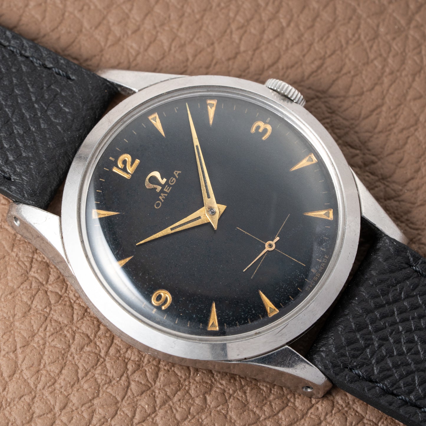 Omega Black Dial Rare Sunken Indexes Cal. 266 Ref. 2750 from 1954