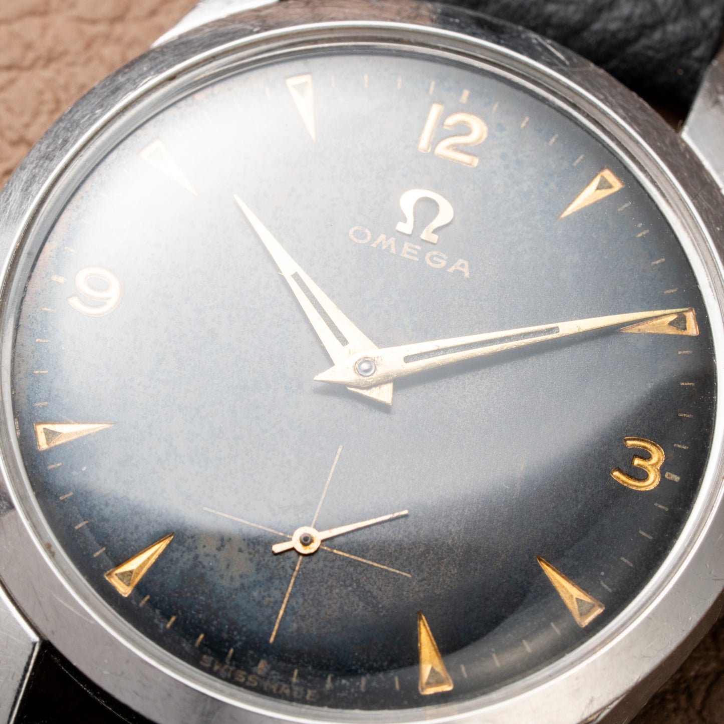 Omega Black Dial Rare Sunken Indexes Cal. 266 Ref. 2750 from 1954