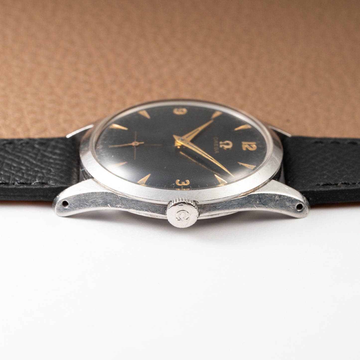 Omega Black Dial Rare Sunken Indexes Cal. 266 Ref. 2750 from 1954