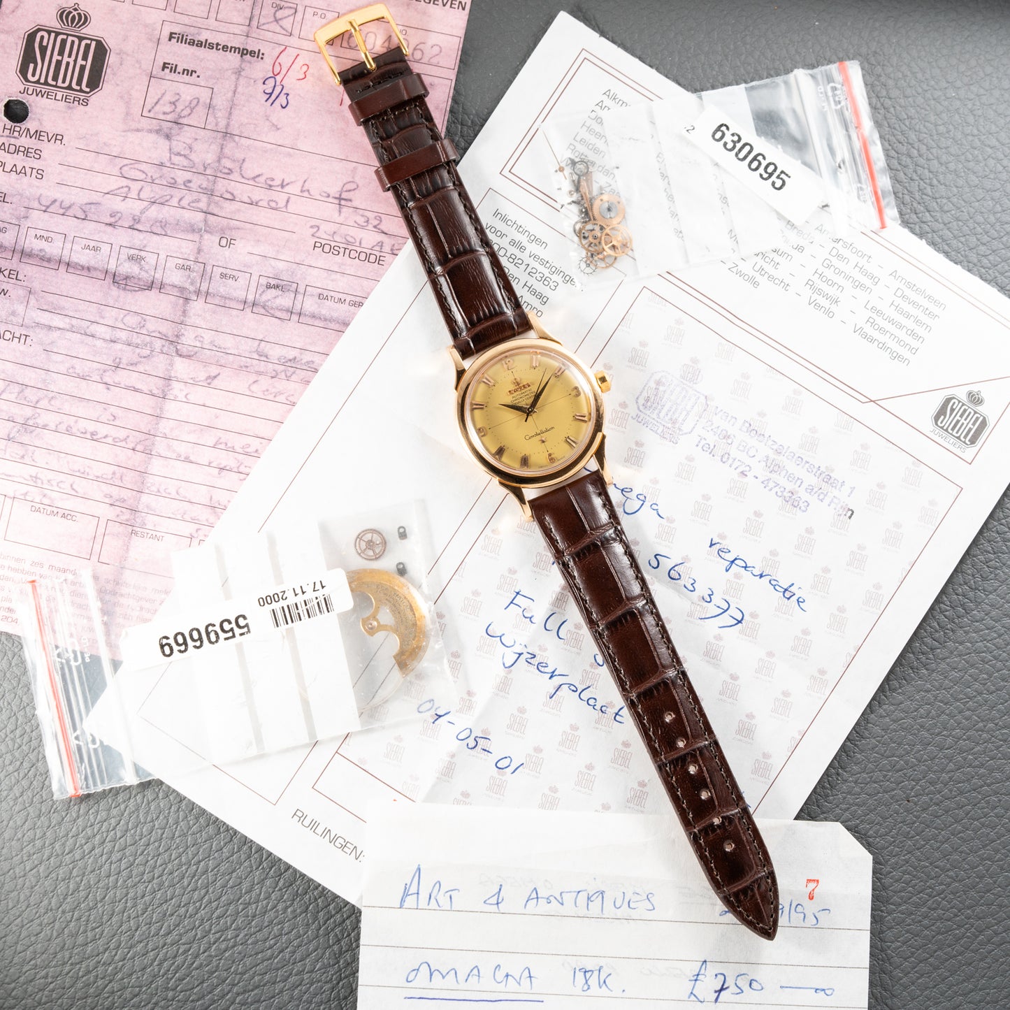 Omega Constellation Automatic Crosshair 18K Rosé Gold Ref. 2852 / 2853 French Case 1956