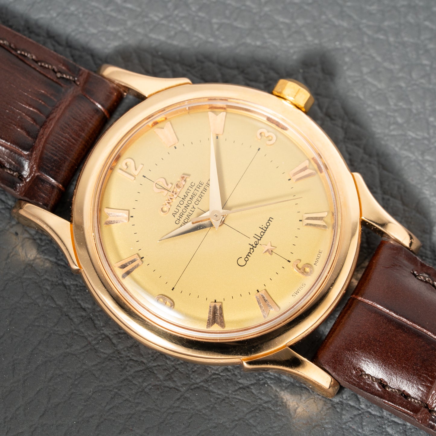 Omega Constellation Automatic Crosshair 18K Rosé Gold Ref. 2852 / 2853 French Case 1956