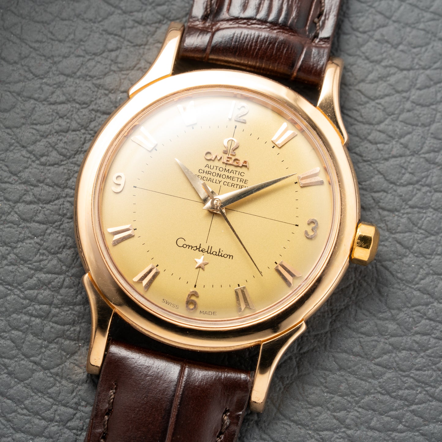 Omega Constellation Automatic Crosshair 18K Rosé Gold Ref. 2852 / 2853 French Case 1956